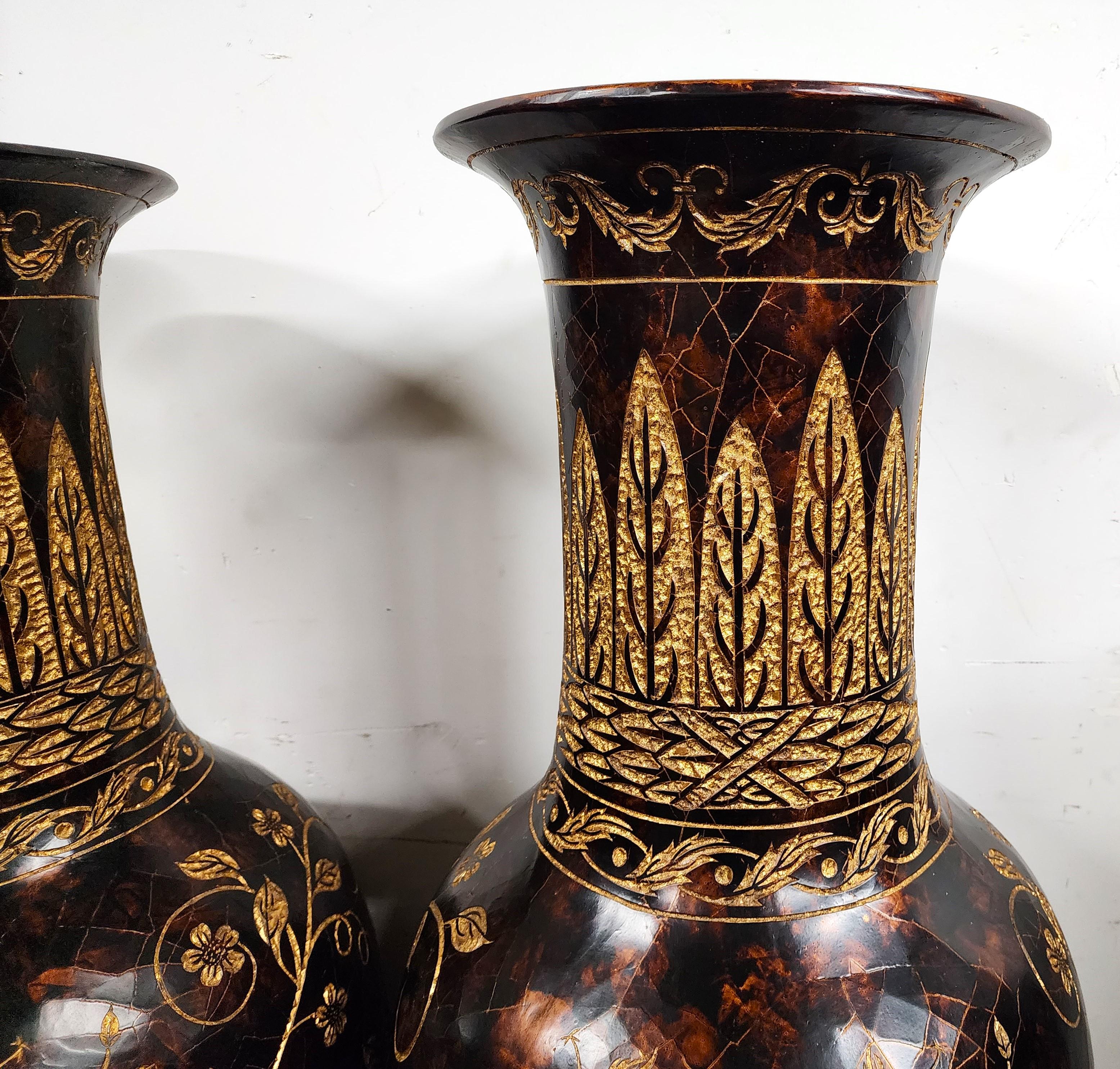 Maitland Smith Floor Vases Faux Tortoise Shell 62