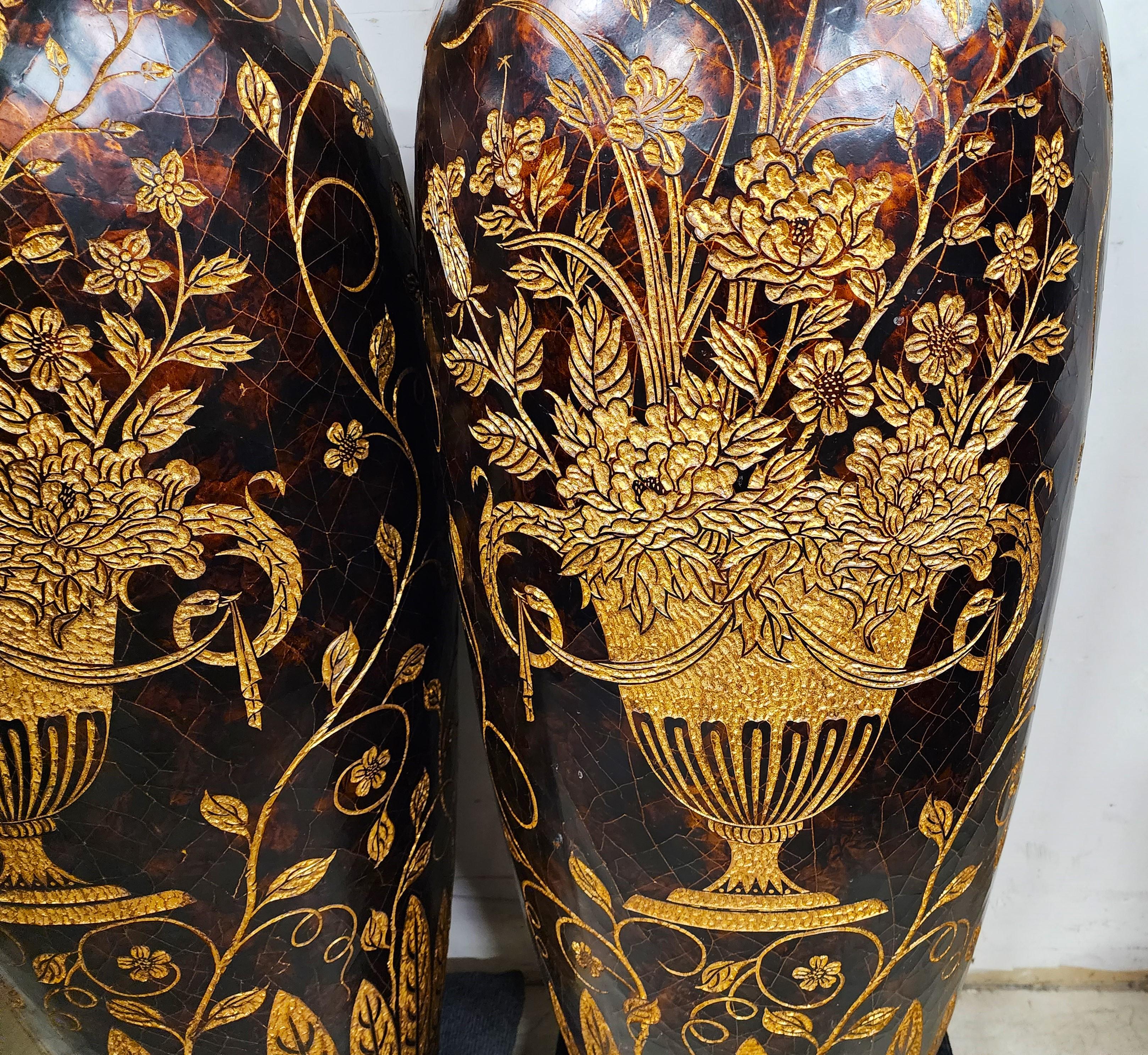 Maitland Smith Floor Vases Faux Tortoise Shell 62