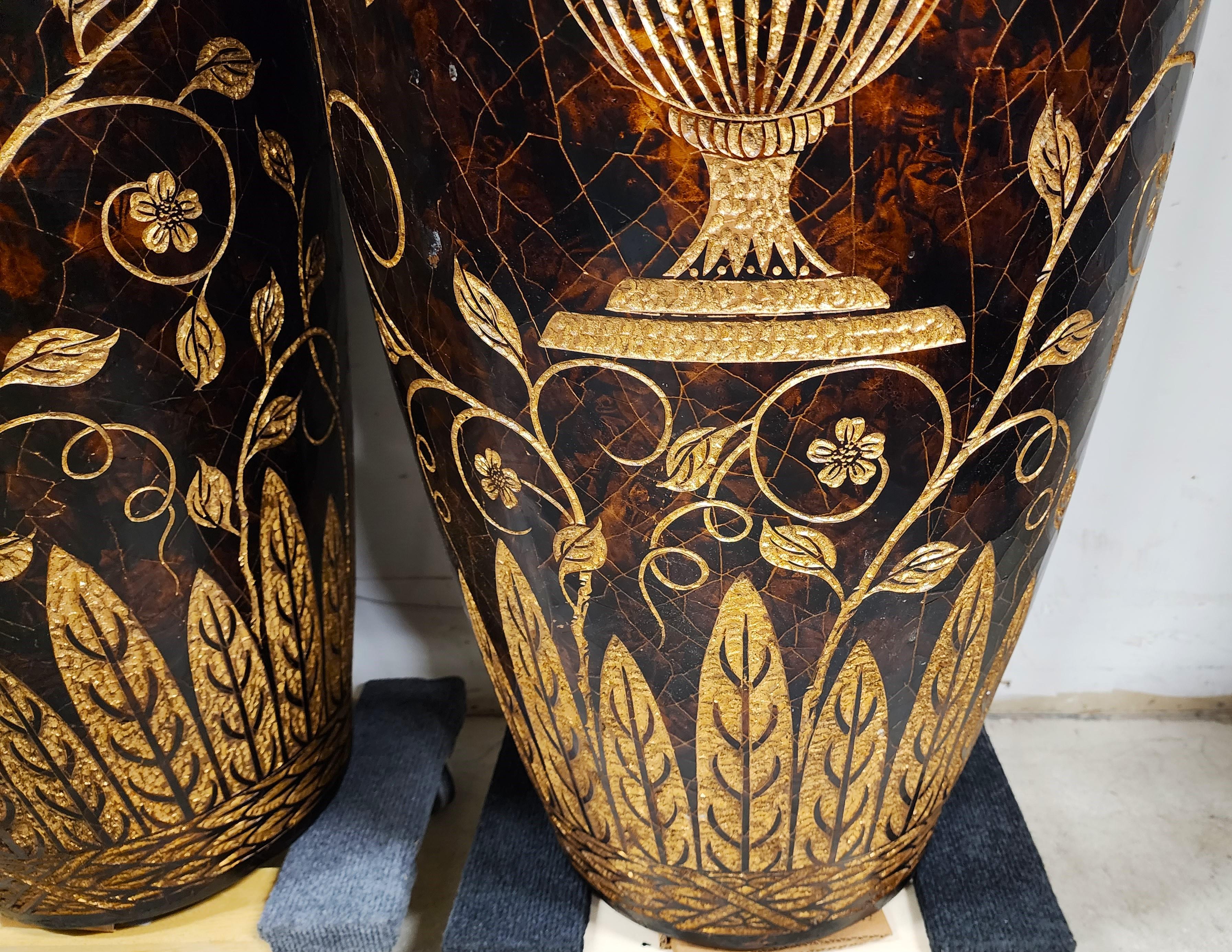 Maitland Smith Floor Vases Faux Tortoise Shell 62