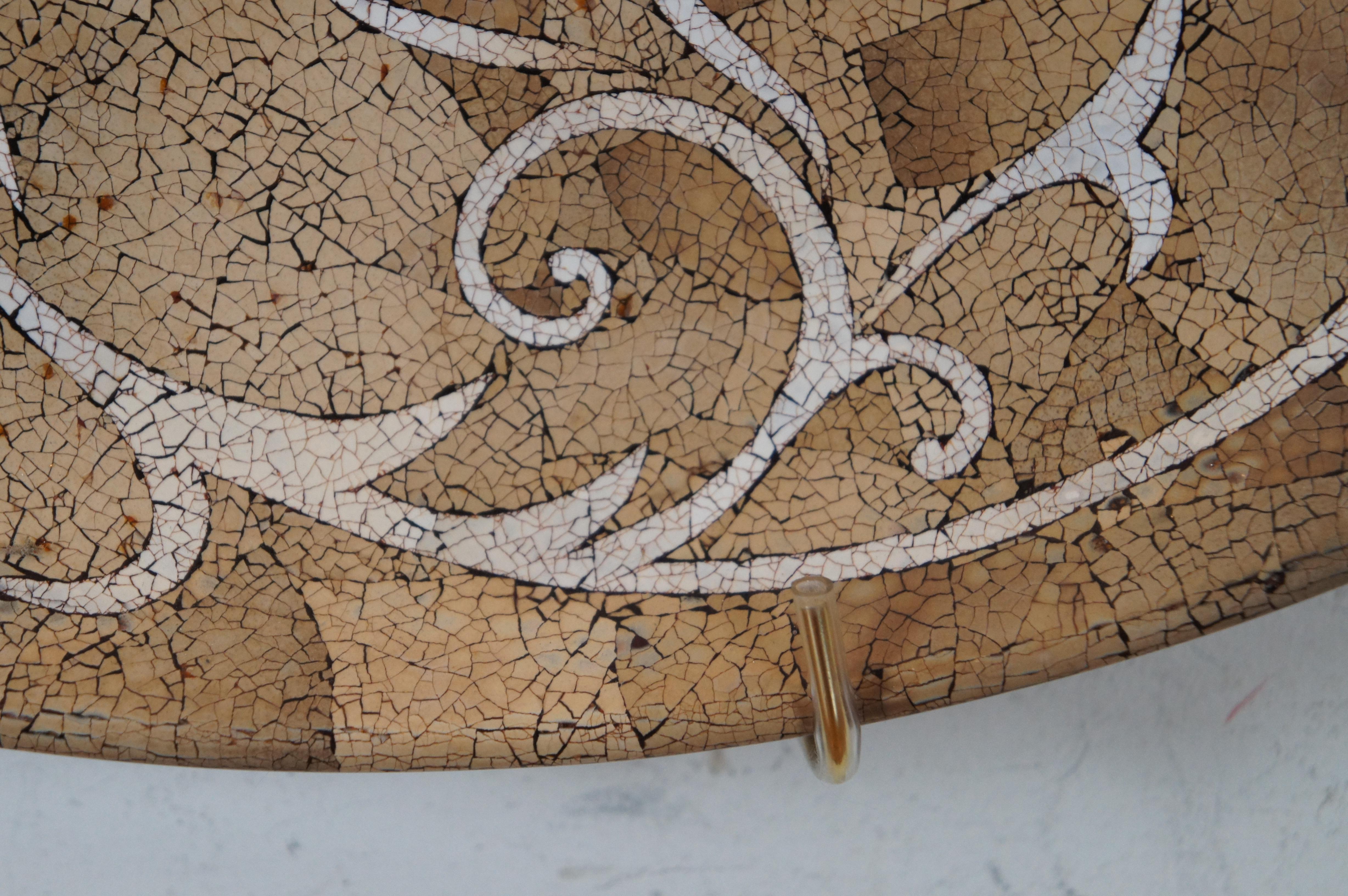 Maitland Smith Florentine Mosaic Lacquer Round Charger Bowl Platter Tray In Good Condition In Dayton, OH