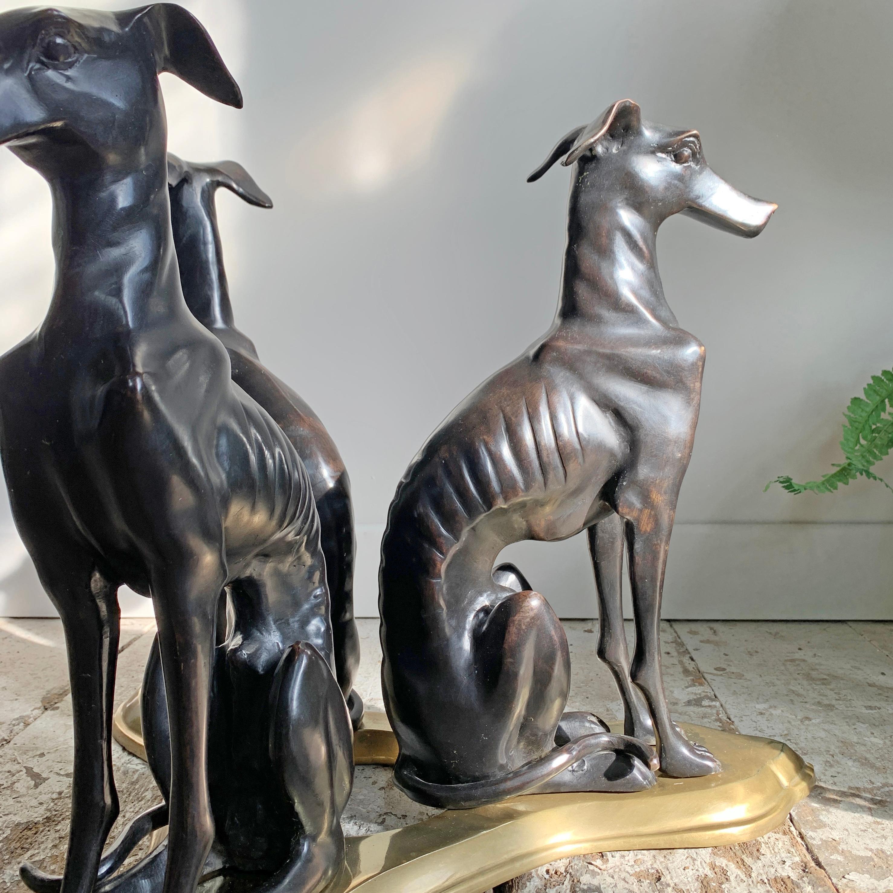 Molded Maitland Smith for the Daniel Brooks Gallery Bronze Whippet Dog Coffee Table