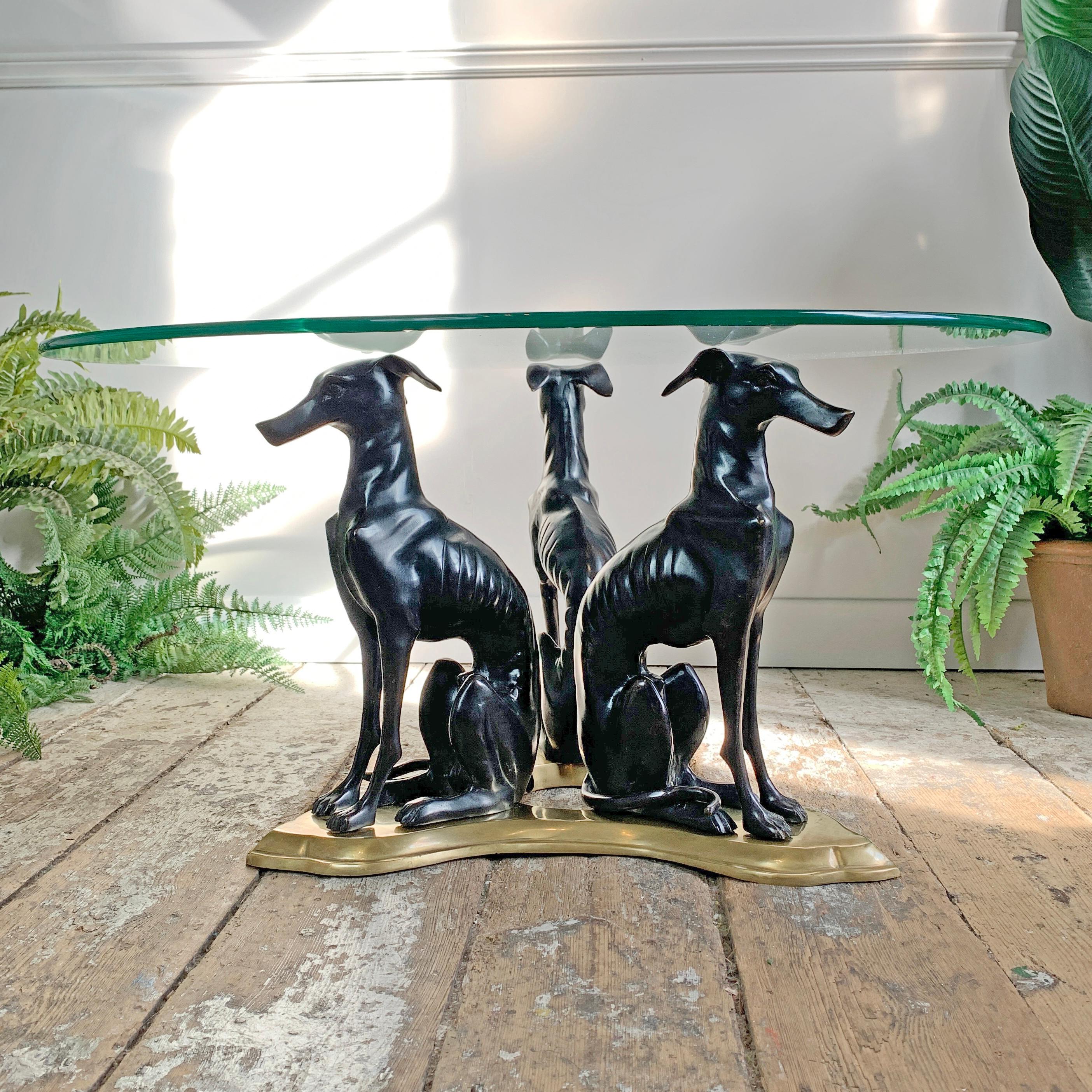 Late 20th Century Maitland Smith for the Daniel Brooks Gallery Bronze Whippet Dog Coffee Table