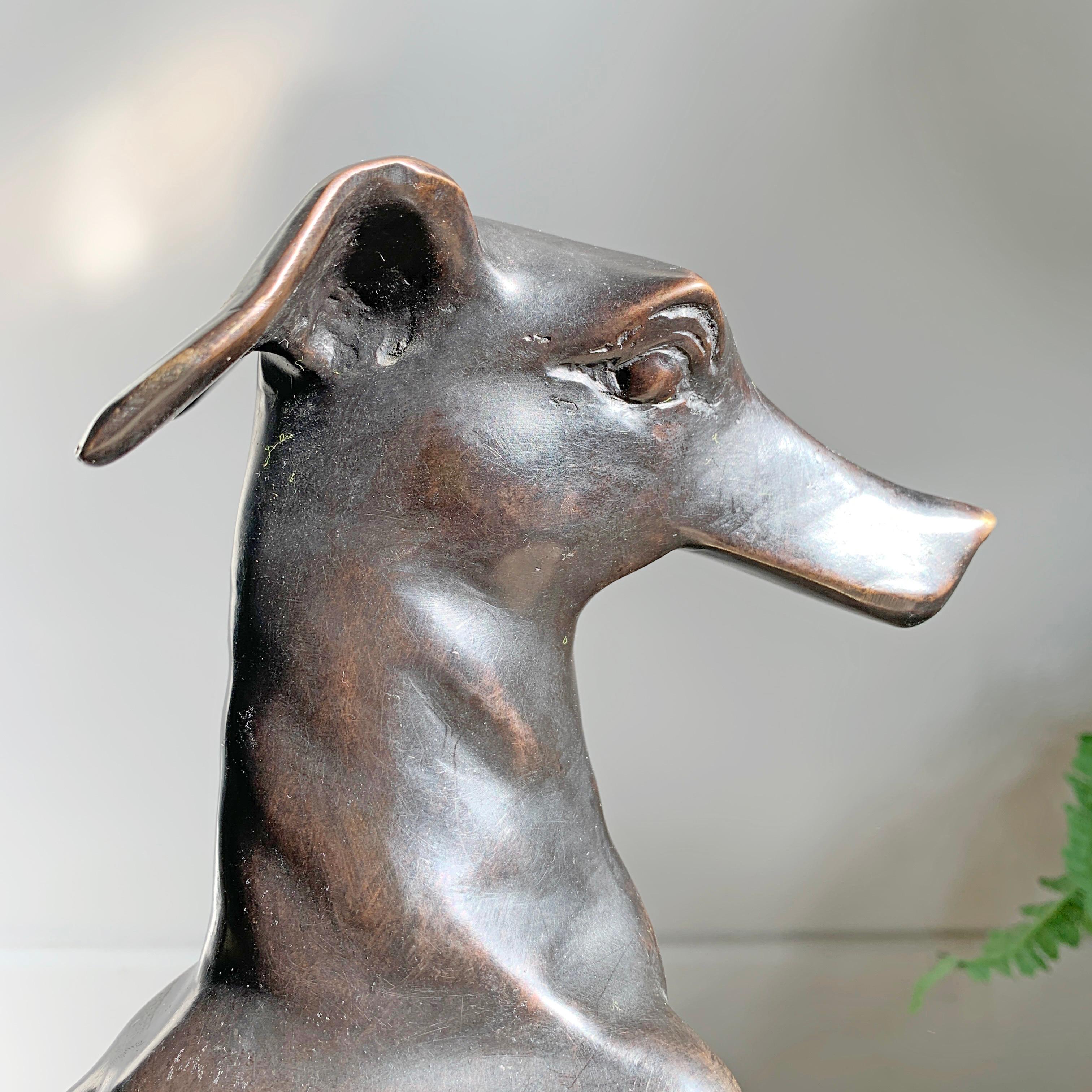 Brass Maitland Smith for the Daniel Brooks Gallery Bronze Whippet Dog Coffee Table