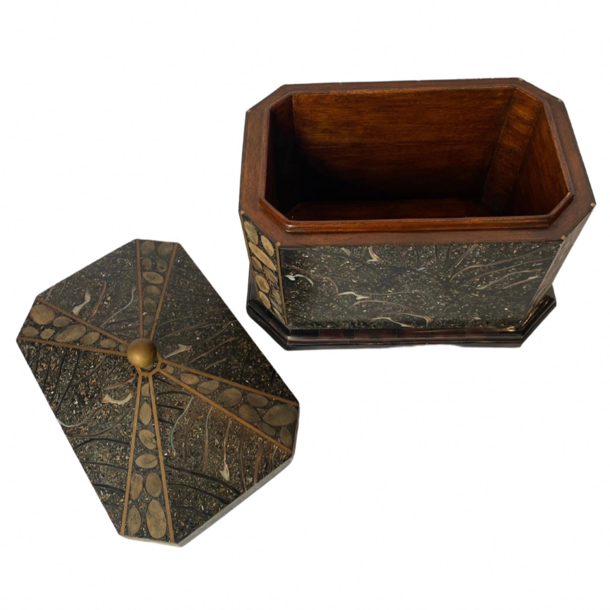 Mid-Century Modern Maitland Smith Fossil Stone Box