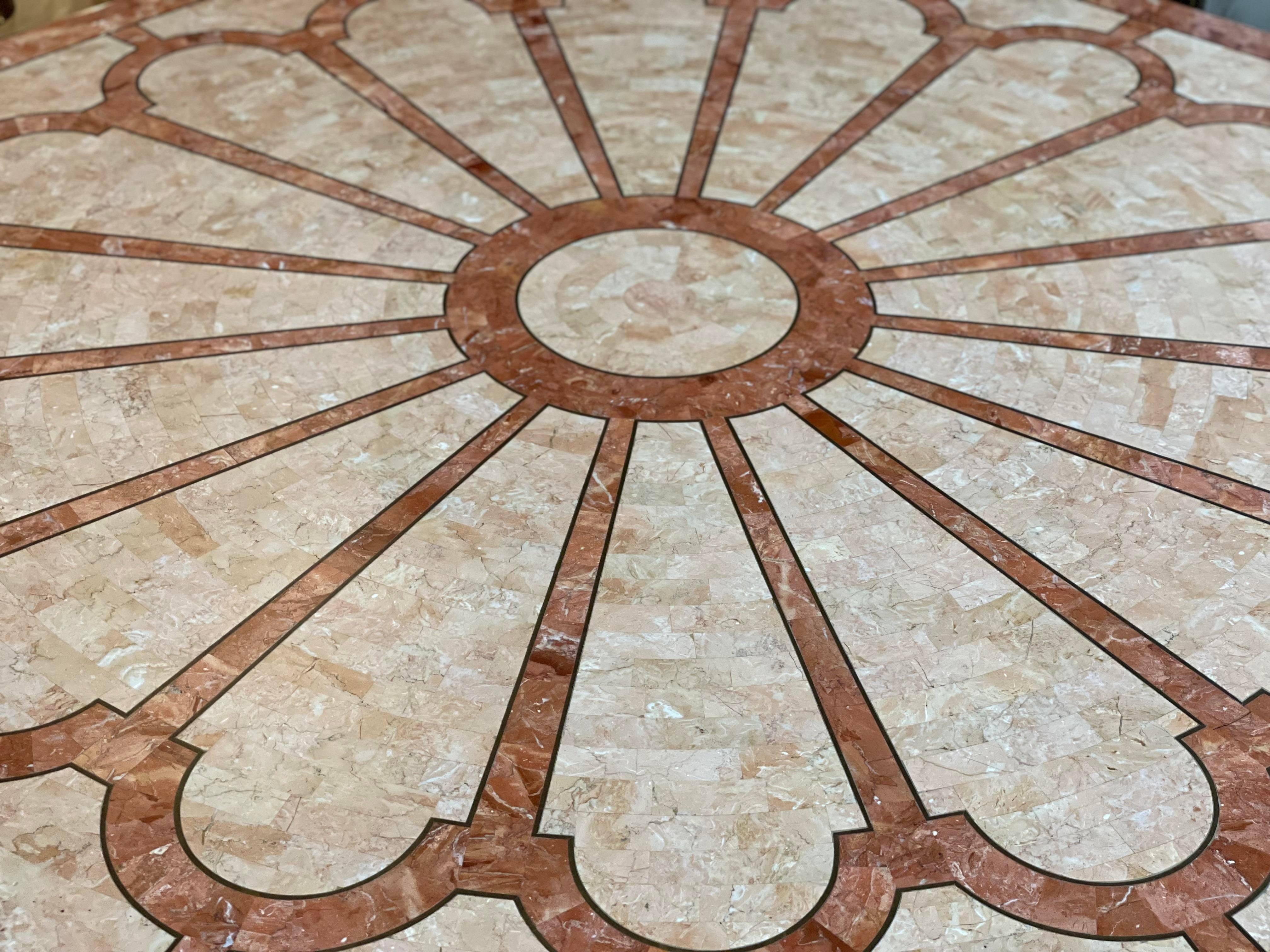 Maitland Smith Fossilized Coral Tessellated Stone Dining Table In Good Condition For Sale In Chicago, IL