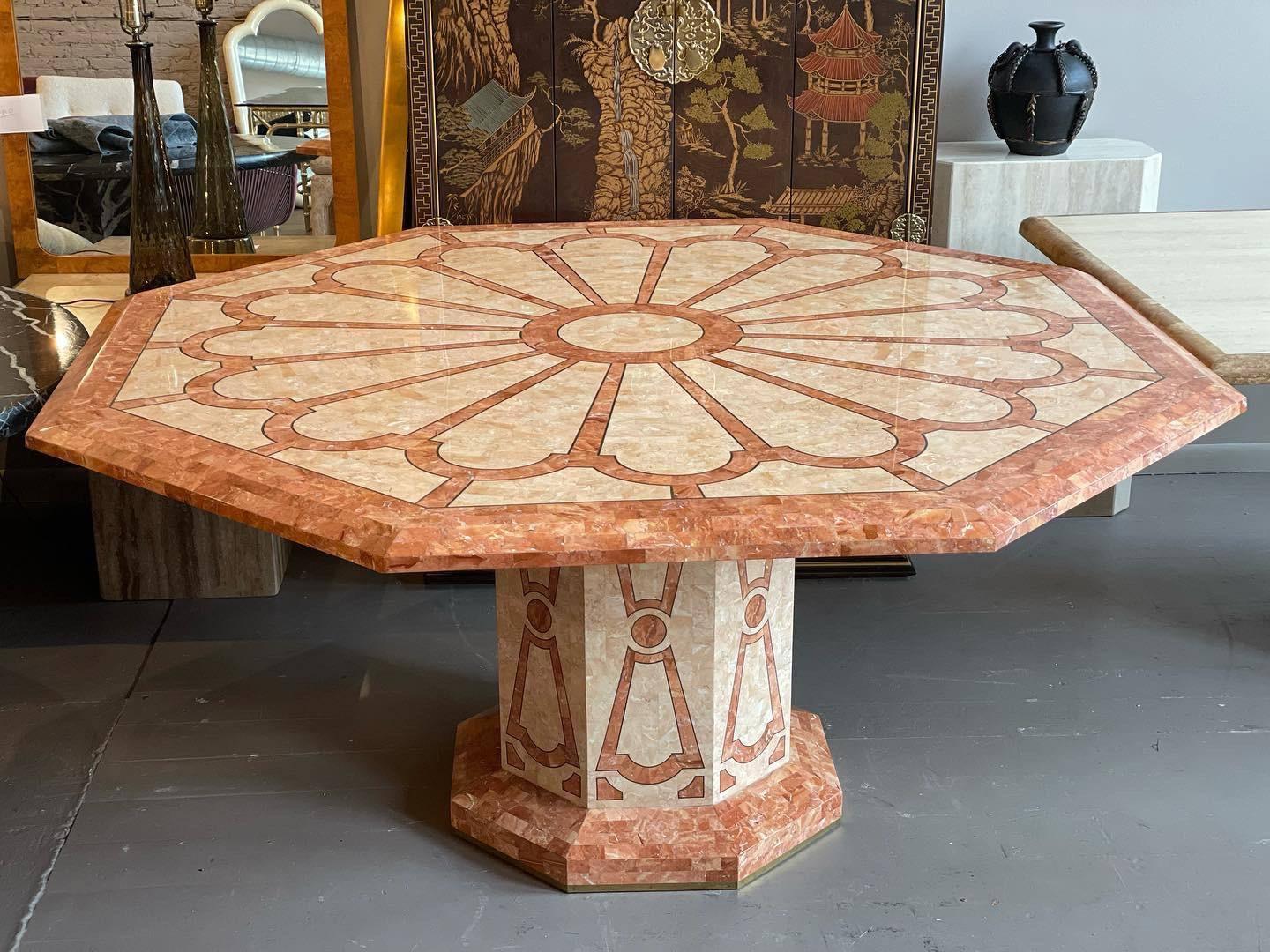 Maitland Smith Fossilized Coral Tessellated Stone Dining Table For Sale 2