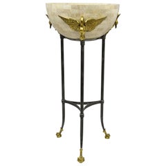 Maitland Smith French Empire Brass Swan Tessellated Marble Planter Jardinière