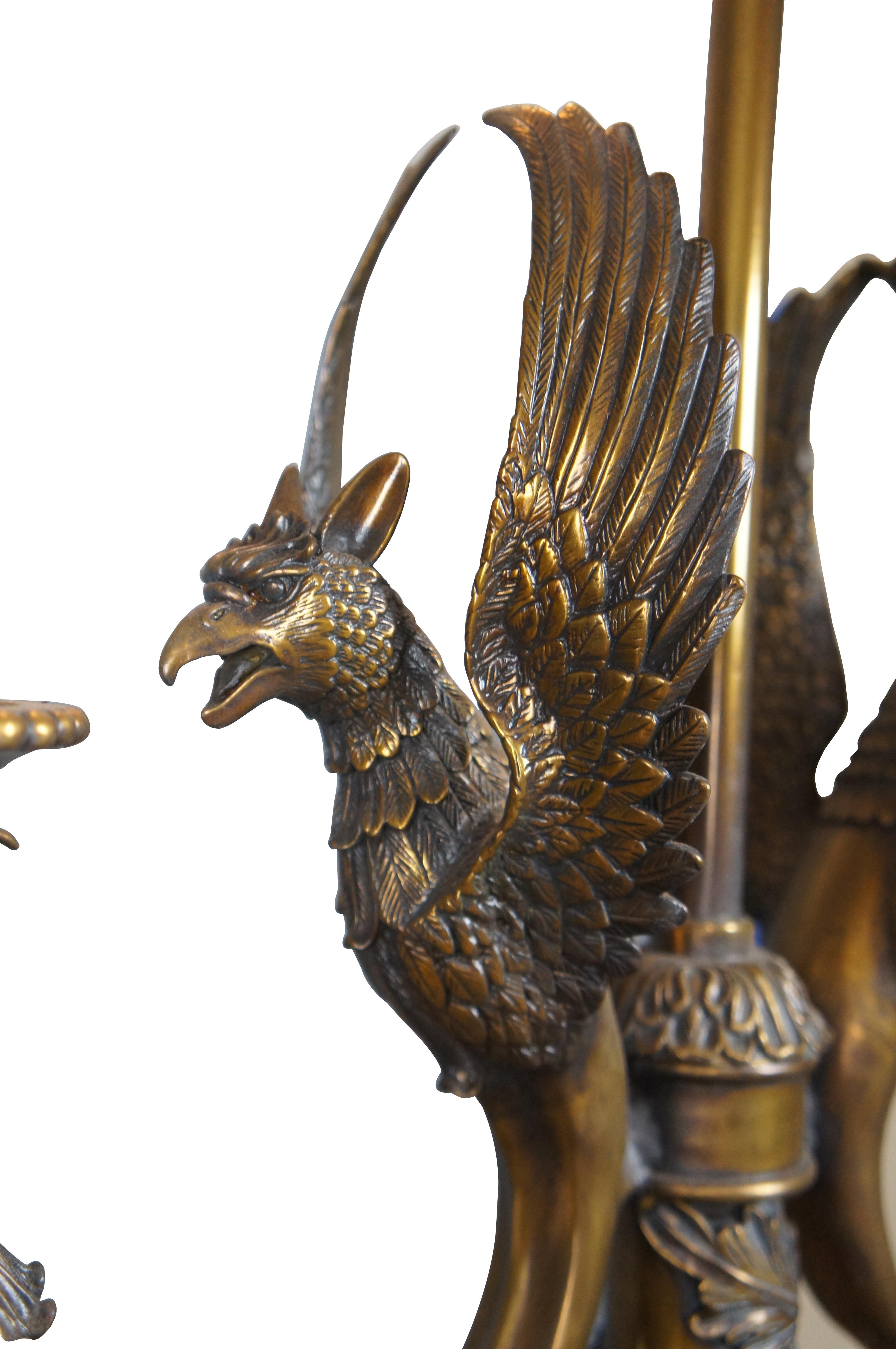 Maitland Smith French Empire Figural Phoenix Bouillotte Candlestick Table Lamp In Good Condition For Sale In Dayton, OH