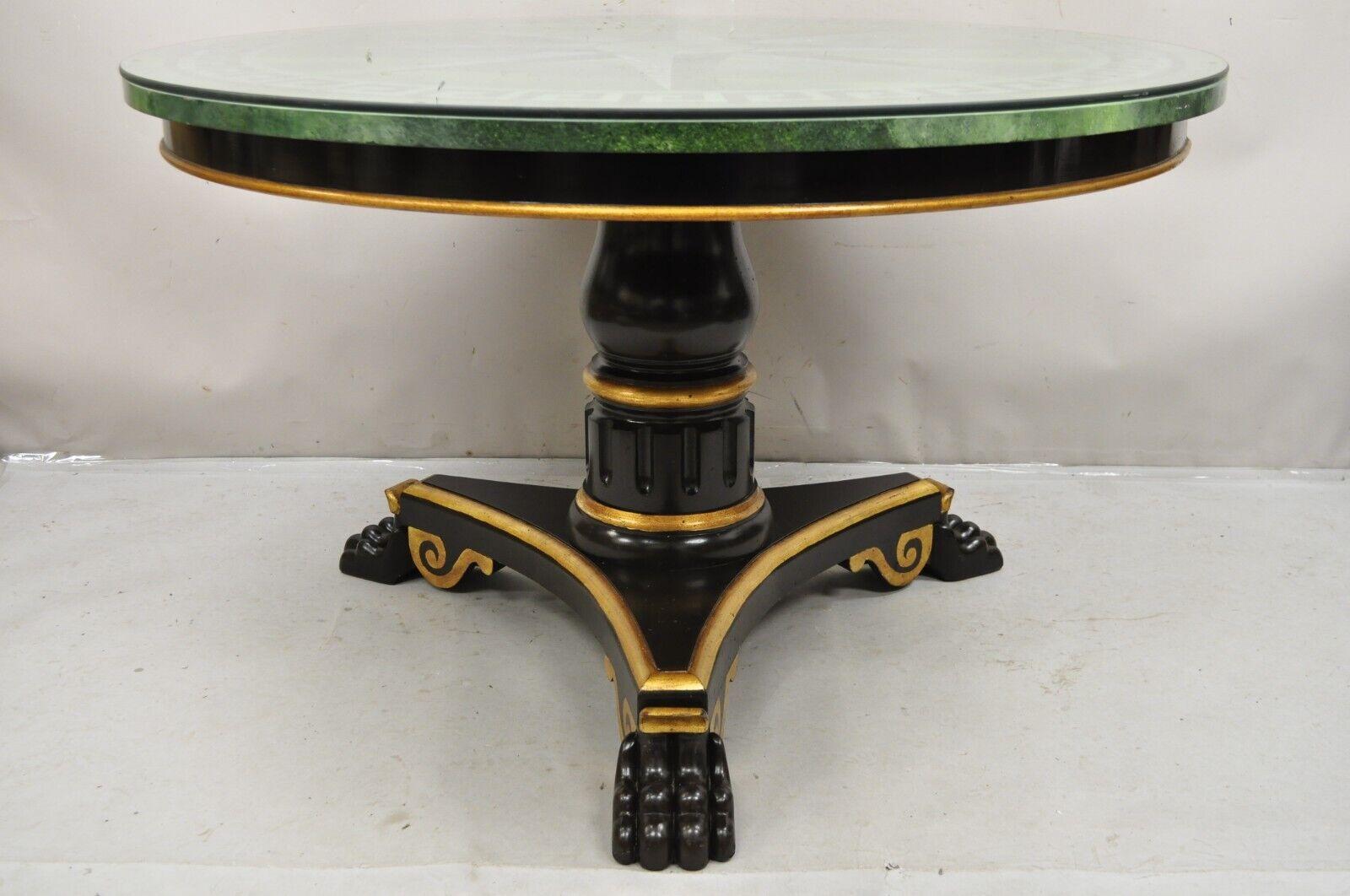 Maitland Smith French Empire Green Greek Key Sunburst Round Dining Center Table For Sale 6