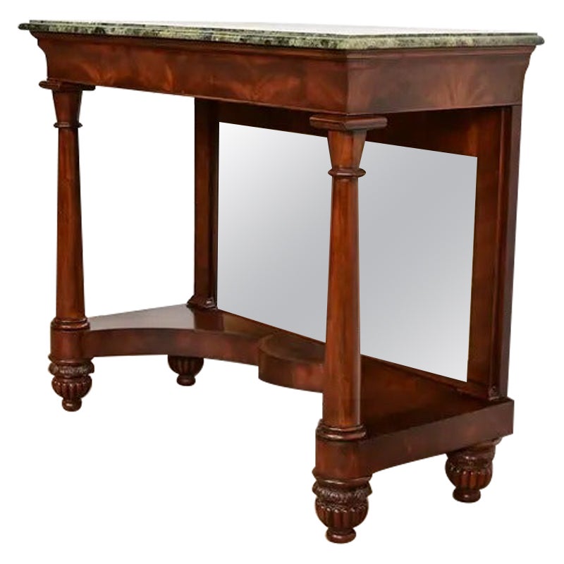 Maitland Smith French Empire Louis XVI Mahagoni Konsolentisch mit verspiegelter Rückseite im Angebot