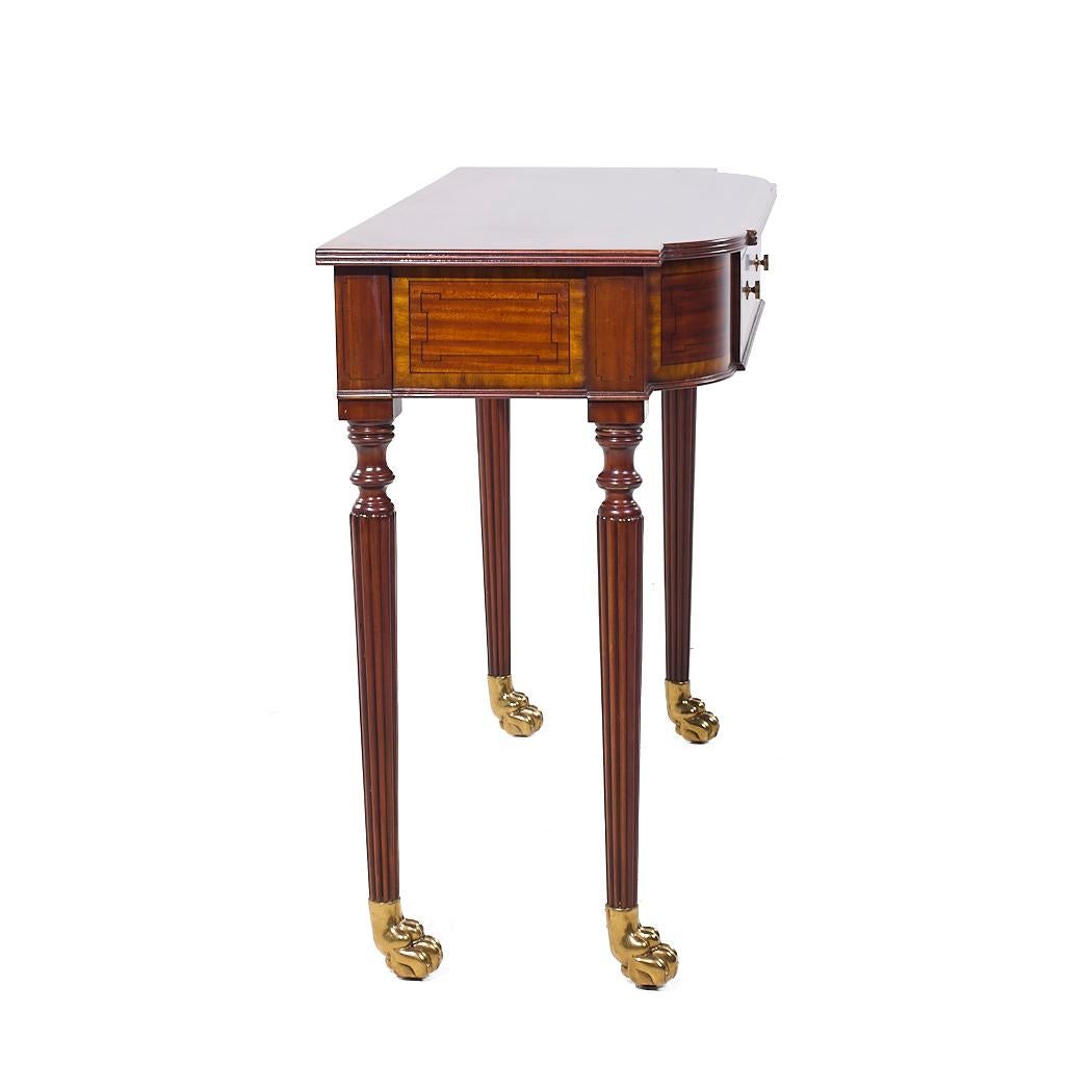 American Maitland Smith French Empire Mahogany and Brass Paw Demilune Entry Console For Sale