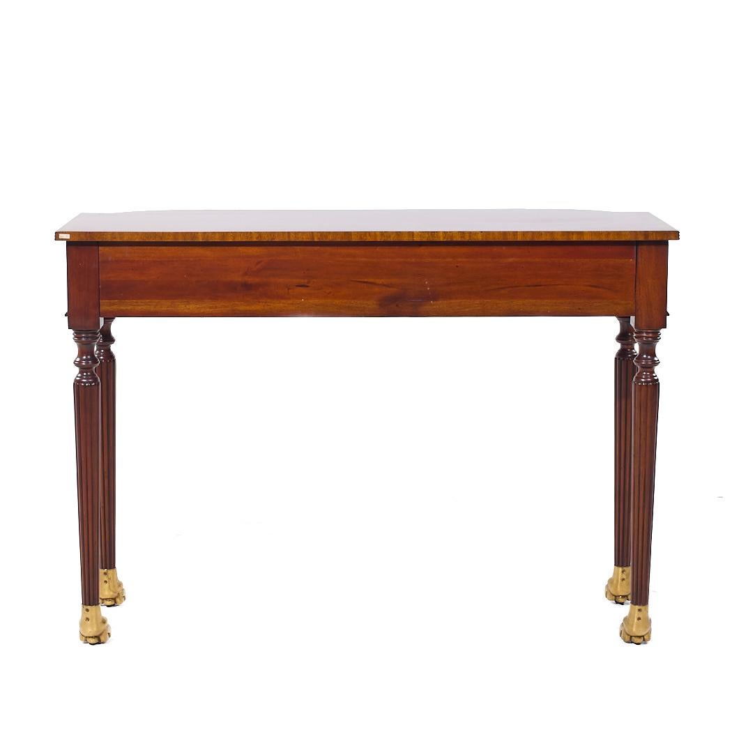 Maitland Smith French Empire Mahogany and Brass Paw Demilune Entry Console In Good Condition For Sale In Countryside, IL