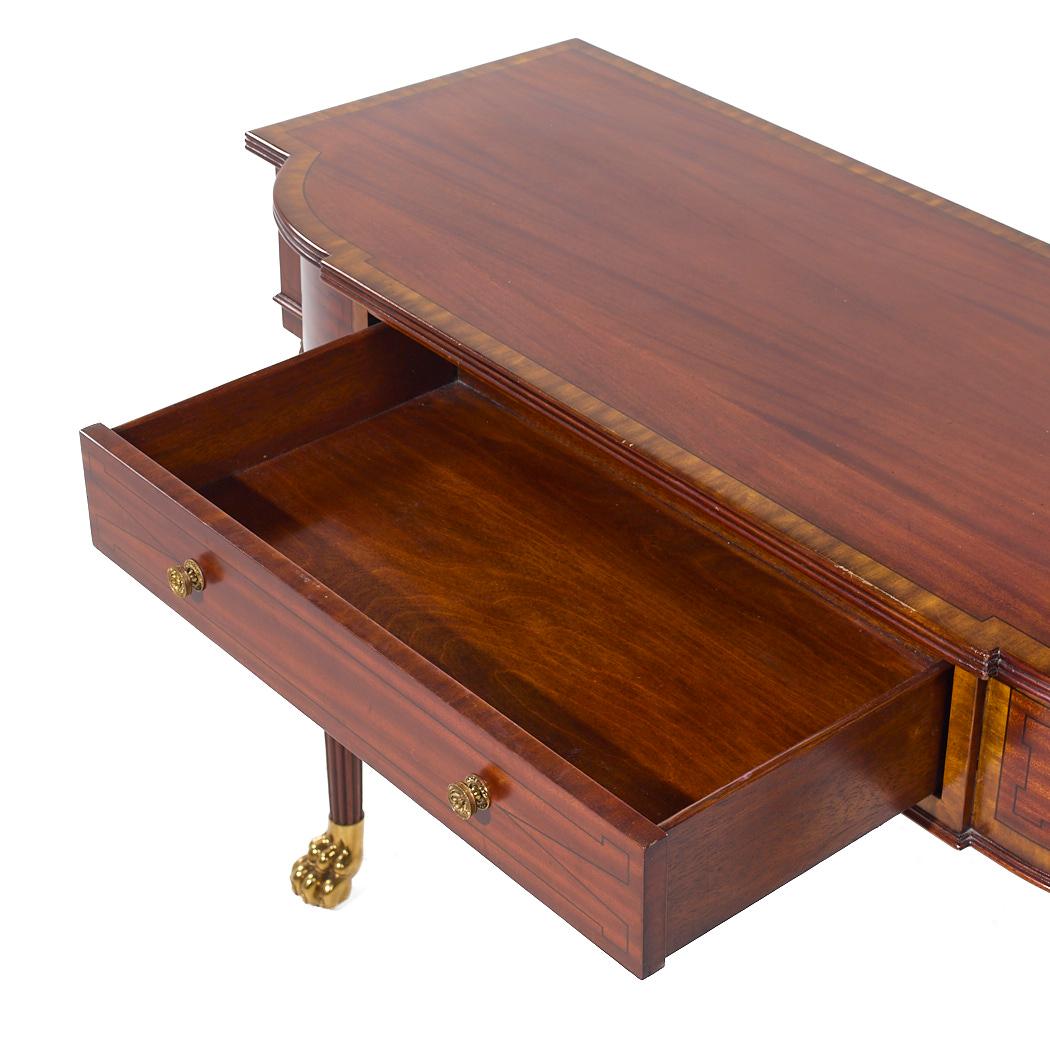 Maitland Smith French Empire Mahogany and Brass Paw Demilune Entry Console For Sale 2