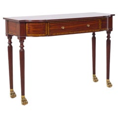 Console d'ingresso Maitland Smith French Empire in mogano e ottone a zampa di gallina