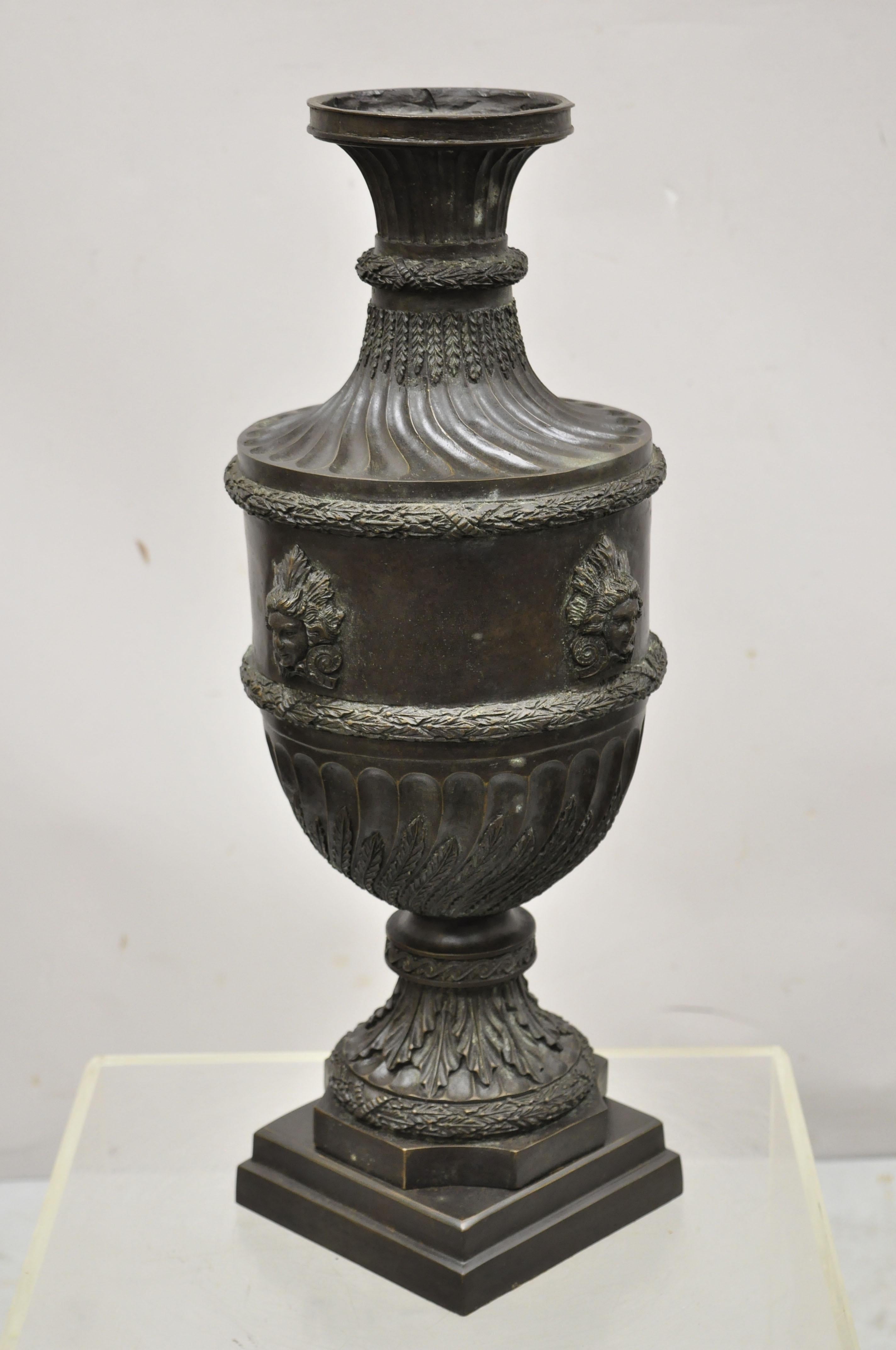 Maitland Smith French Empire Neoclassical Style Cast Bronze Urn with Faces 6