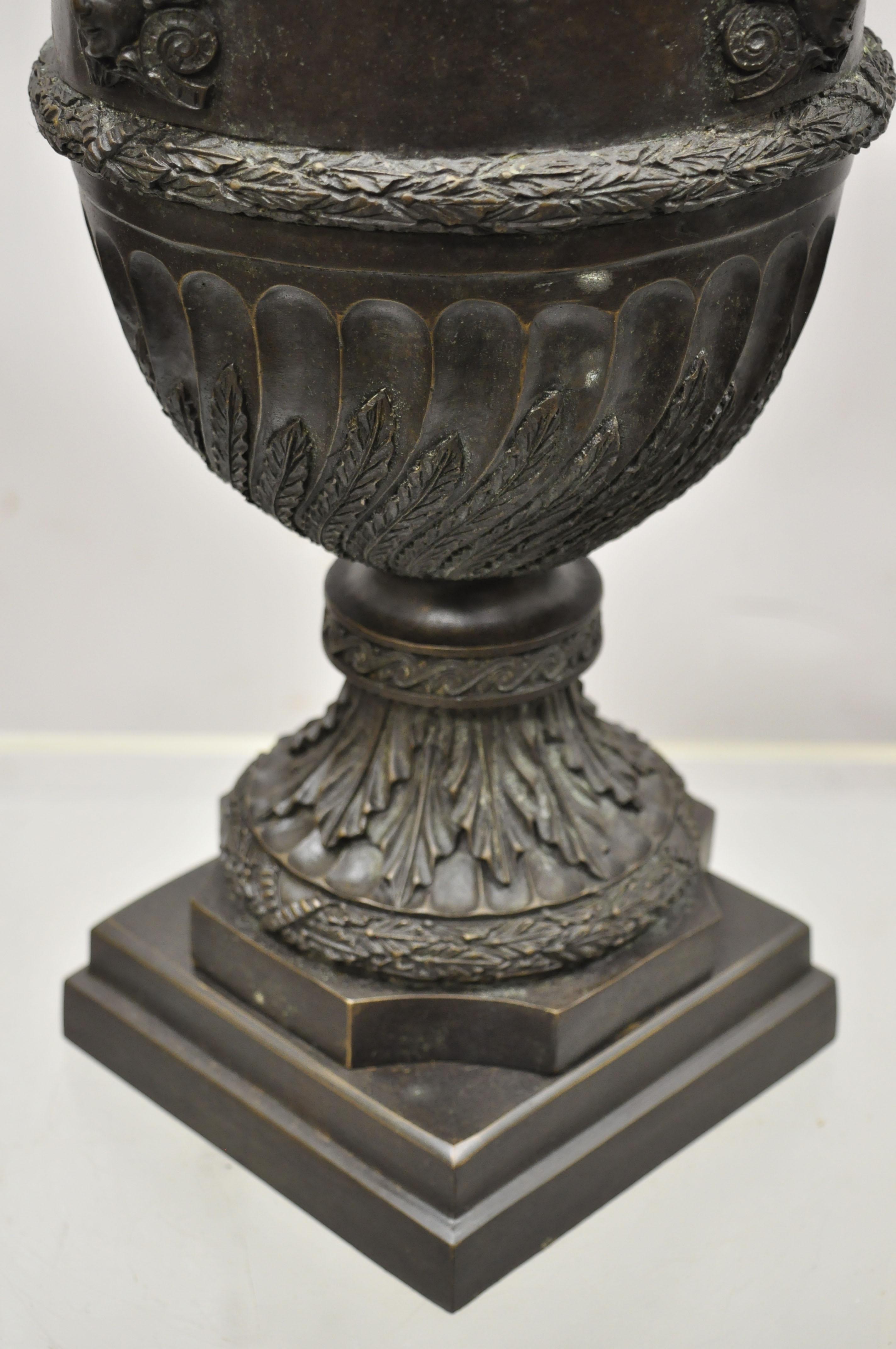 Maitland Smith French Empire Neoclassical Style Cast Bronze Urn with Faces 3