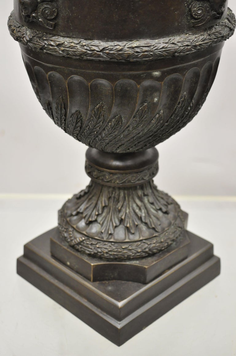 Maitland Smith French Empire Neoclassical Style Cast Bronze Urn with Faces For Sale 4