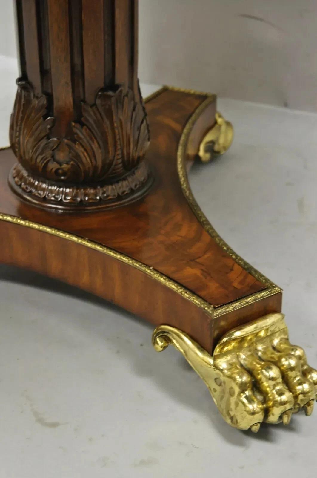 Mesa de tambor central Maitland Smith French Empire Regency Leather Top Brass Feet en venta 4