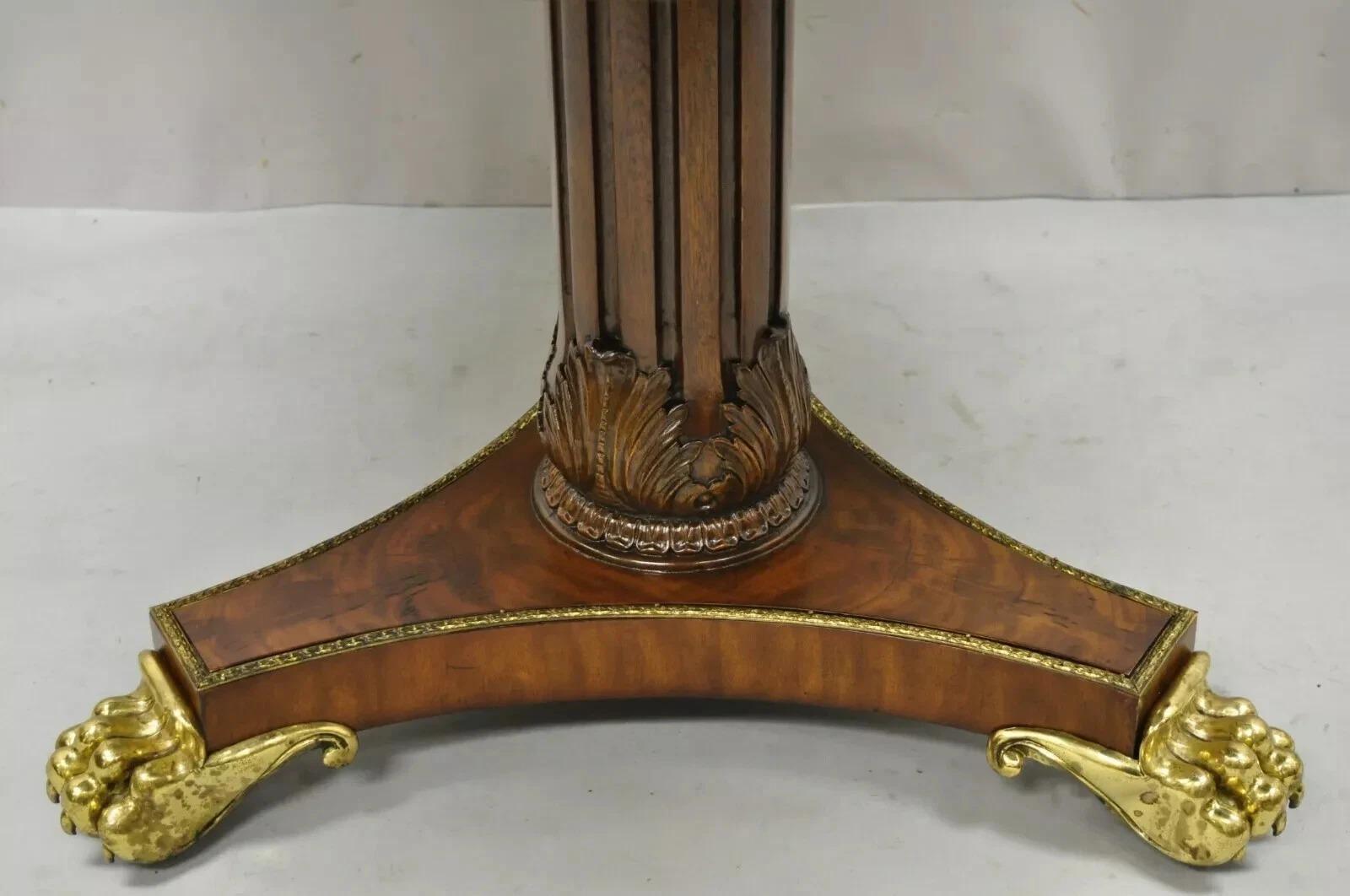 Mesa de tambor central Maitland Smith French Empire Regency Leather Top Brass Feet Regencia en venta