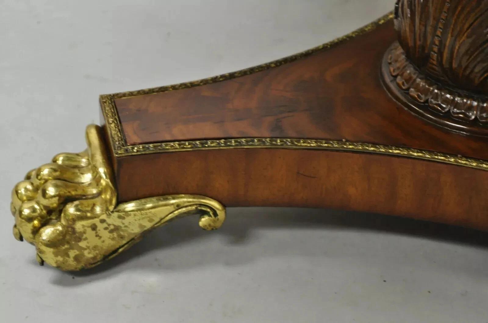 Mesa de tambor central Maitland Smith French Empire Regency Leather Top Brass Feet Desconocido en venta