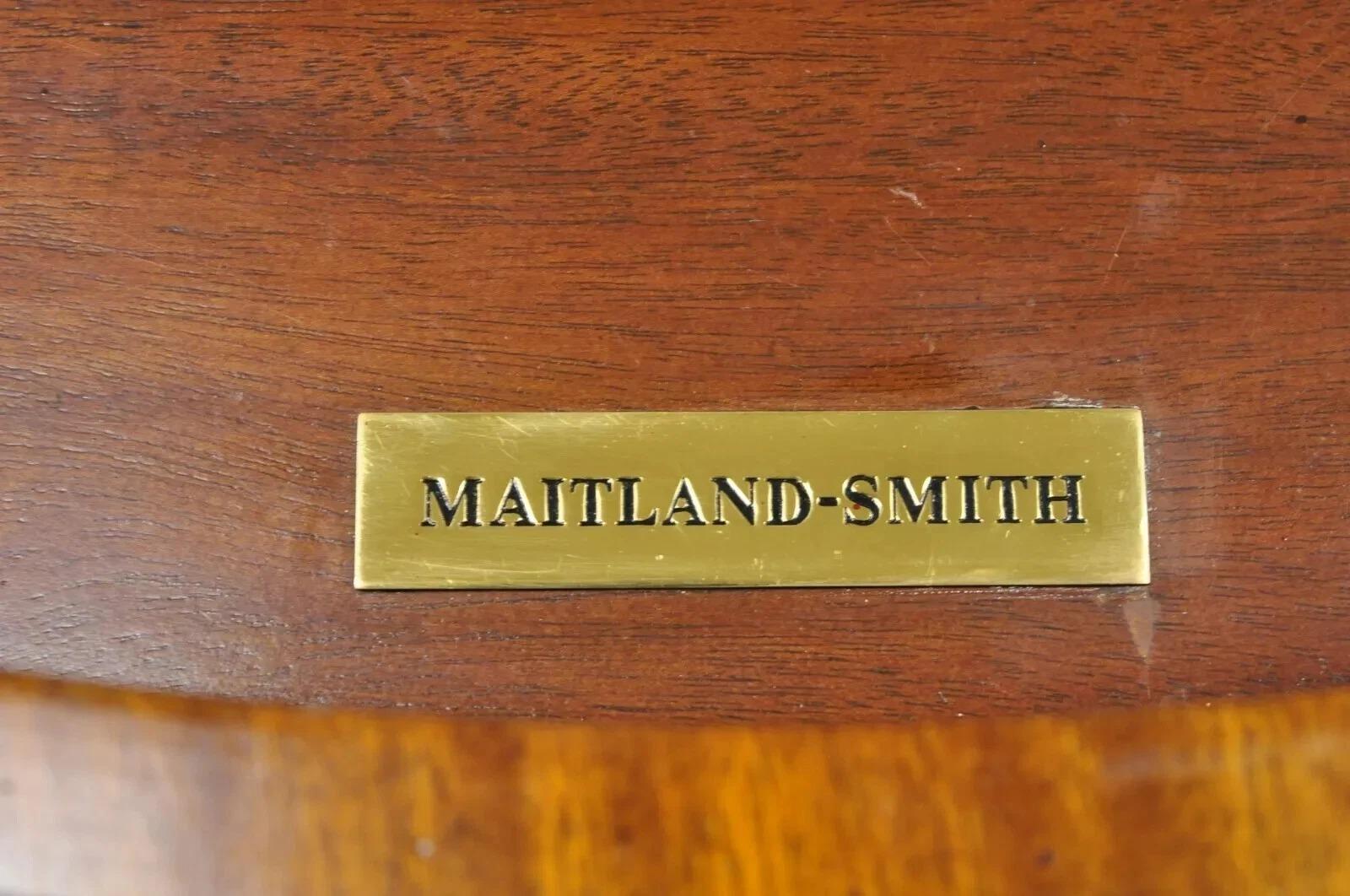 Mesa de tambor central Maitland Smith French Empire Regency Leather Top Brass Feet en venta 2