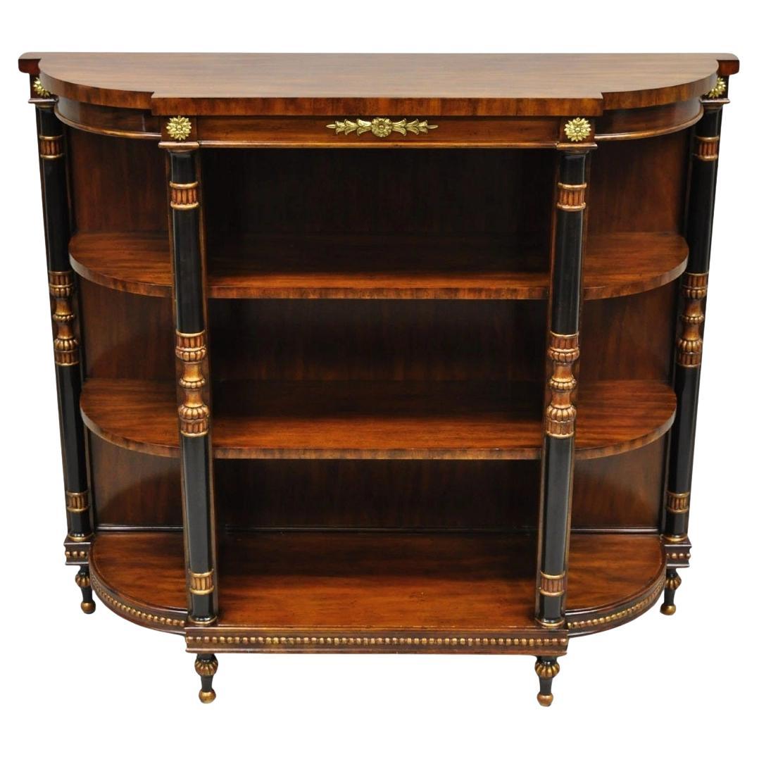 Maitland Smith French Empire Regency Style Mahogany Console Table Bookcase Curio For Sale
