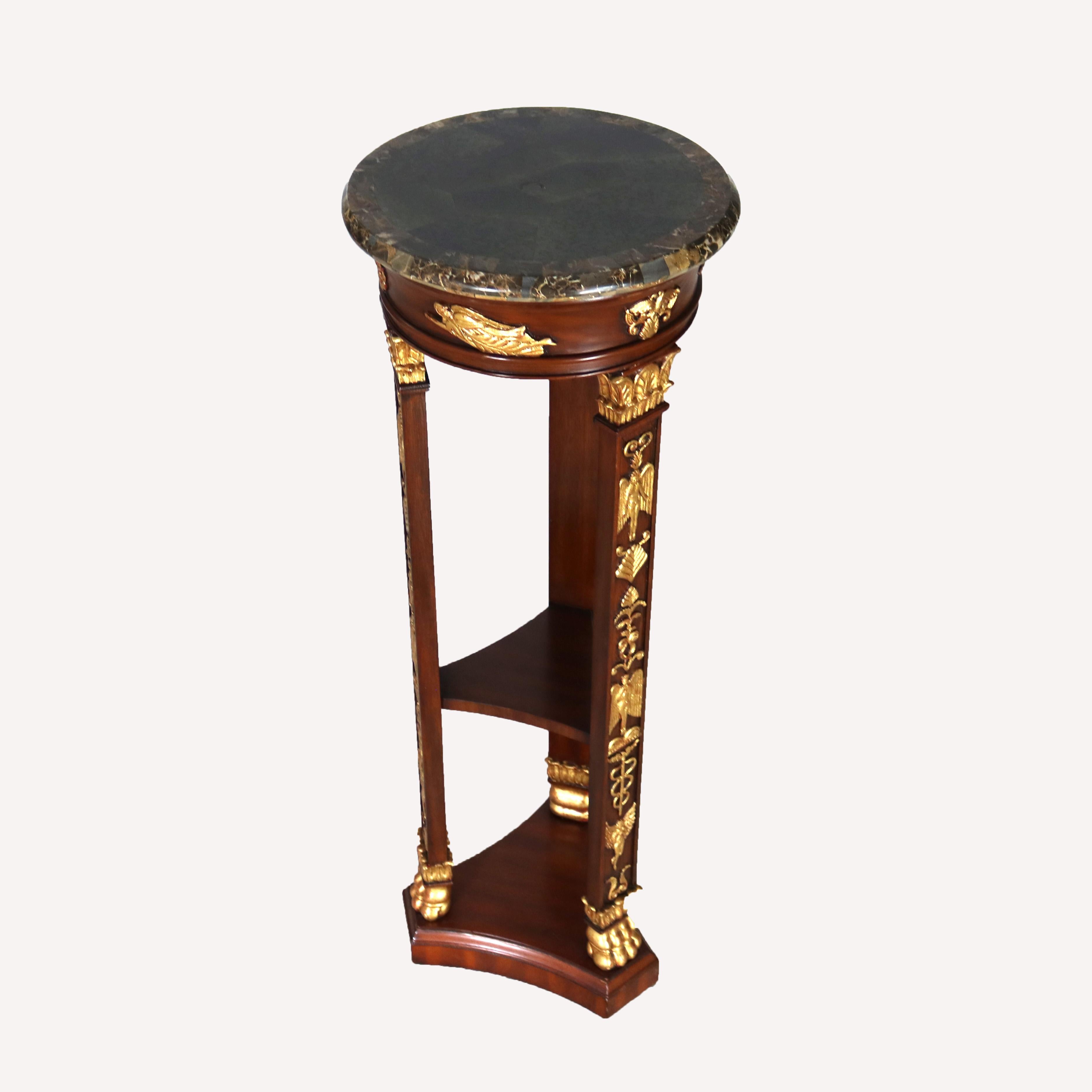 Maitland Smith French Empire Style Mahogany and Figural Ormolu Sculpture Stand For Sale 6