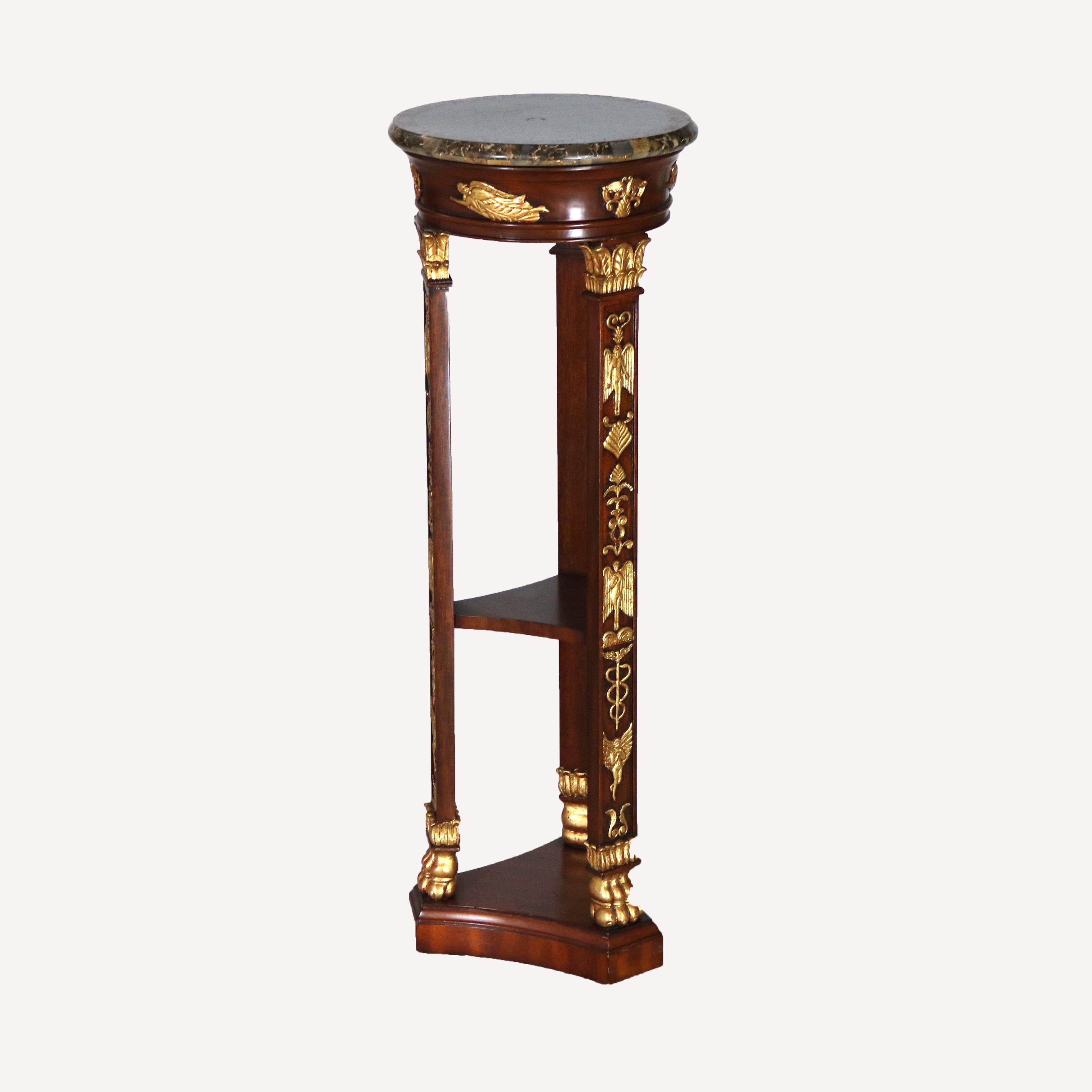 20th Century Maitland Smith French Empire Style Mahogany and Figural Ormolu Sculpture Stand For Sale