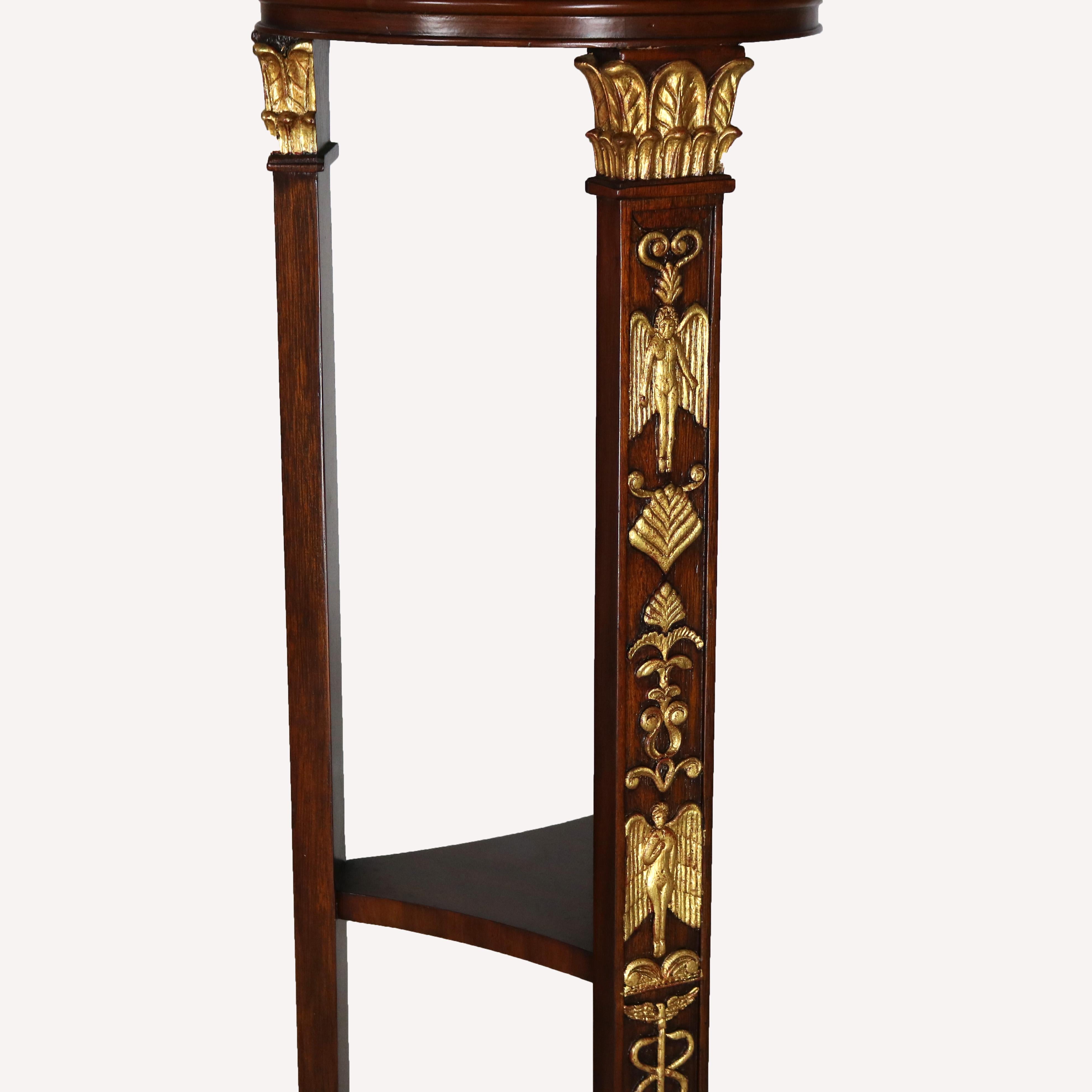 Maitland Smith French Empire Style Mahogany and Figural Ormolu Sculpture Stand For Sale 2