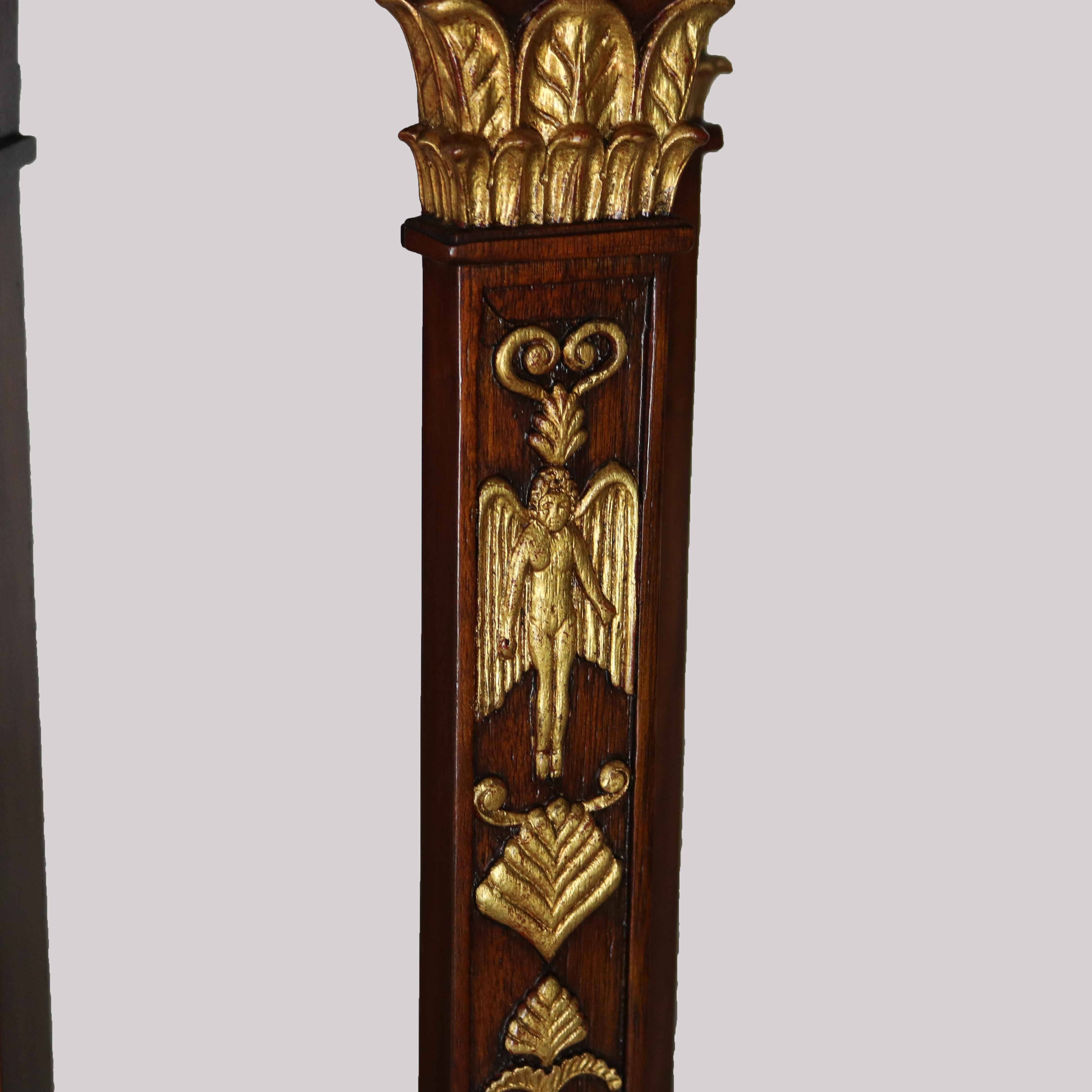 Maitland Smith French Empire Style Mahogany and Figural Ormolu Sculpture Stand For Sale 3