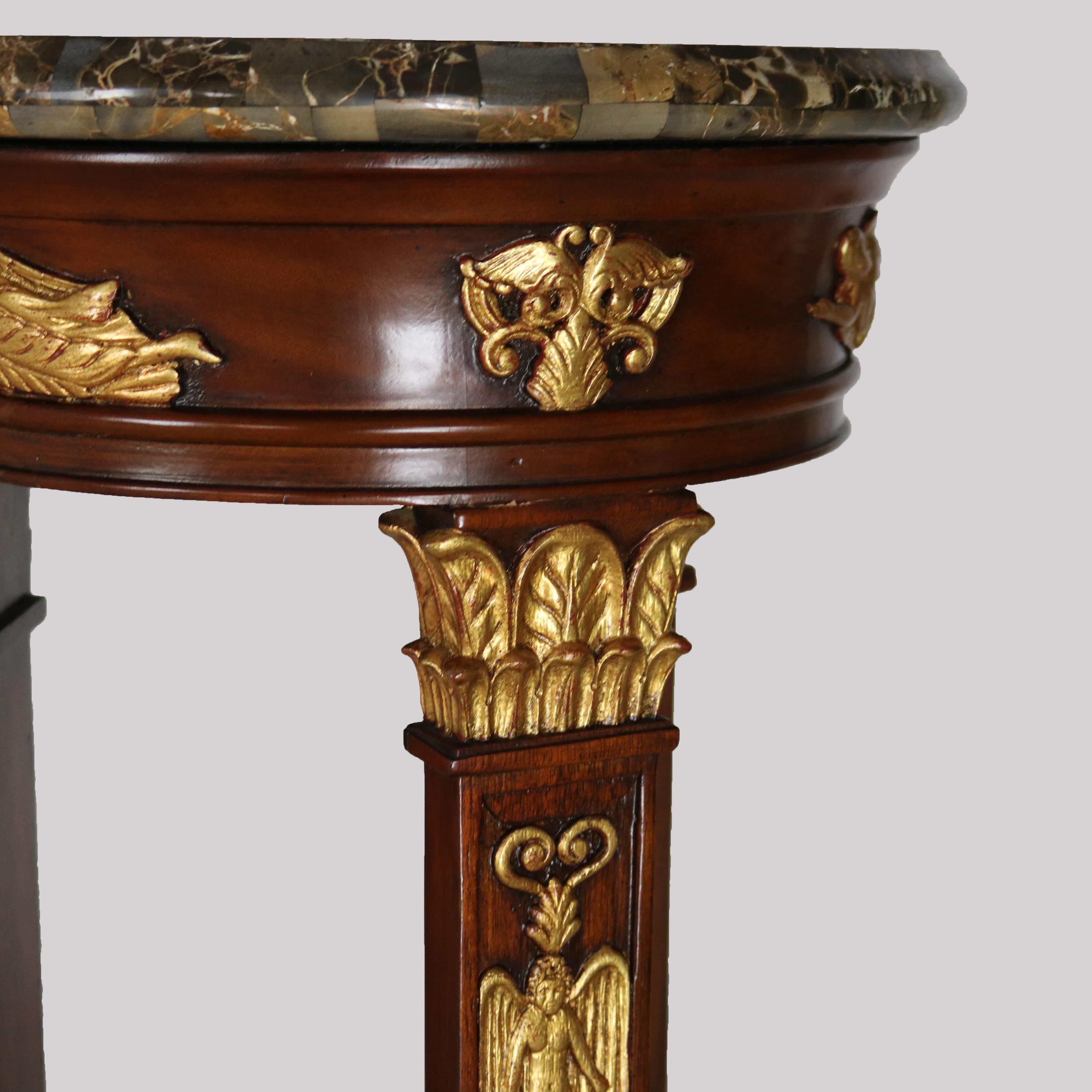 Maitland Smith French Empire Style Mahogany and Figural Ormolu Sculpture Stand For Sale 4