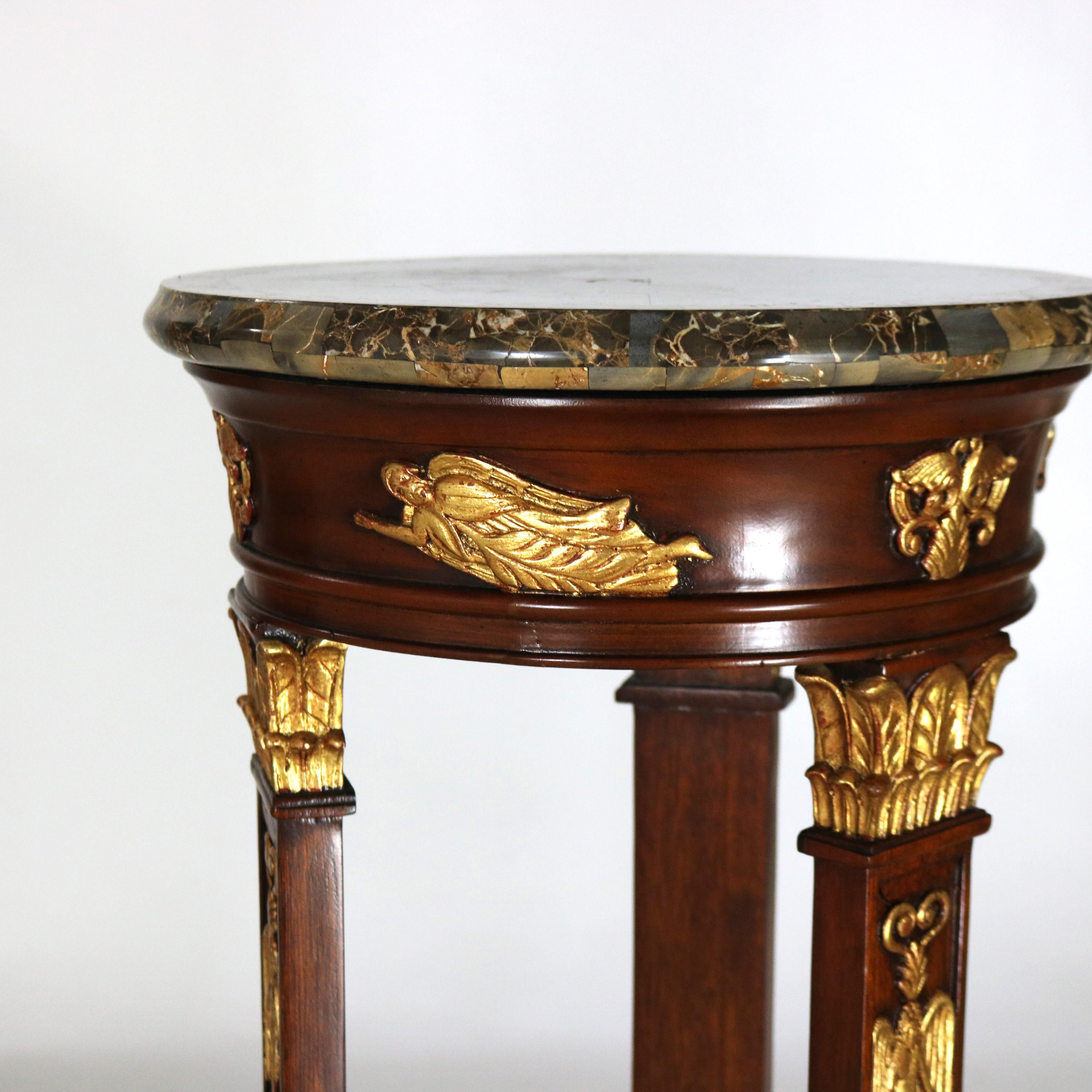 Maitland Smith French Empire Style Mahogany and Figural Ormolu Sculpture Stand For Sale 5