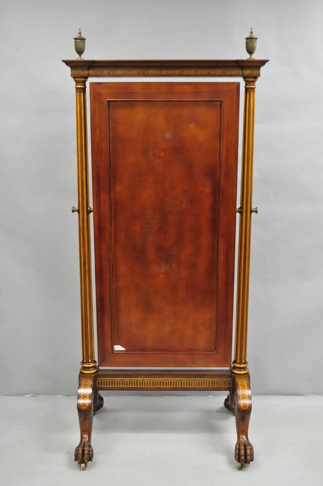 Miroir de chevet Maitland Smith, style Empire français, en acajou, avec un grand pied en forme de patte. en vente 4