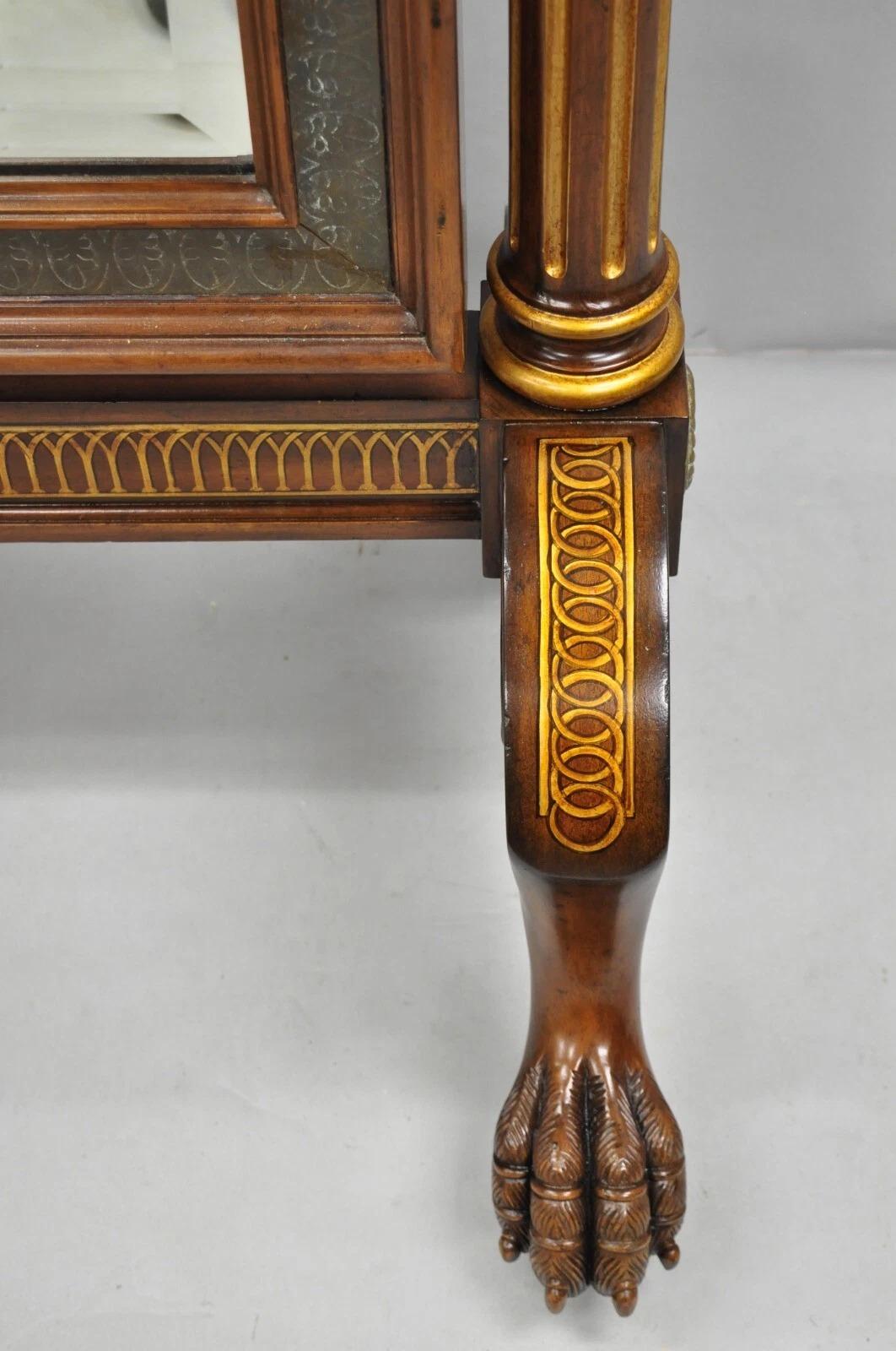 Miroir de chevet Maitland Smith, style Empire français, en acajou, avec un grand pied en forme de patte. en vente 5