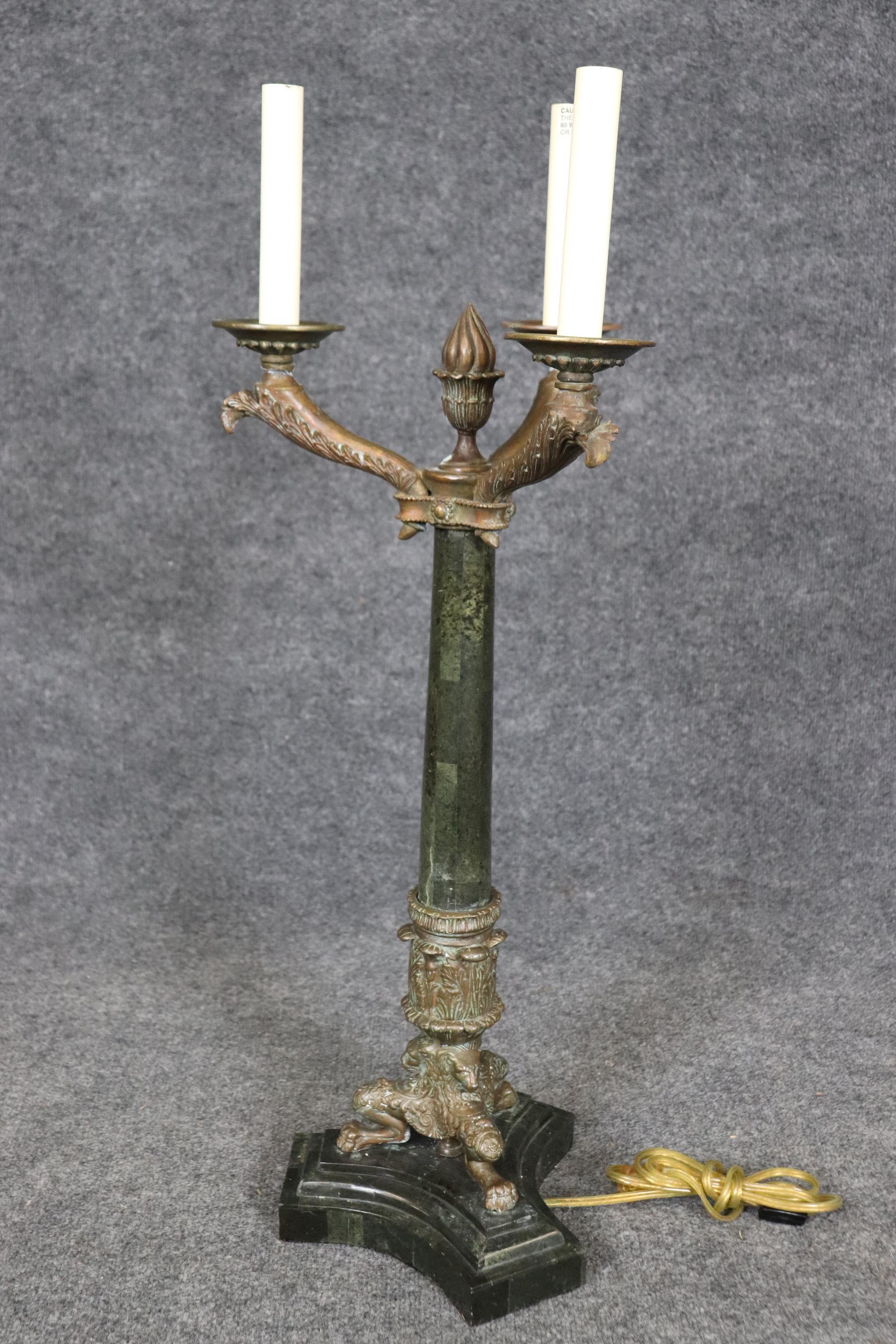 Empire Revival Maitland Smith French Empire Style Solid Bronze Table Lamp For Sale