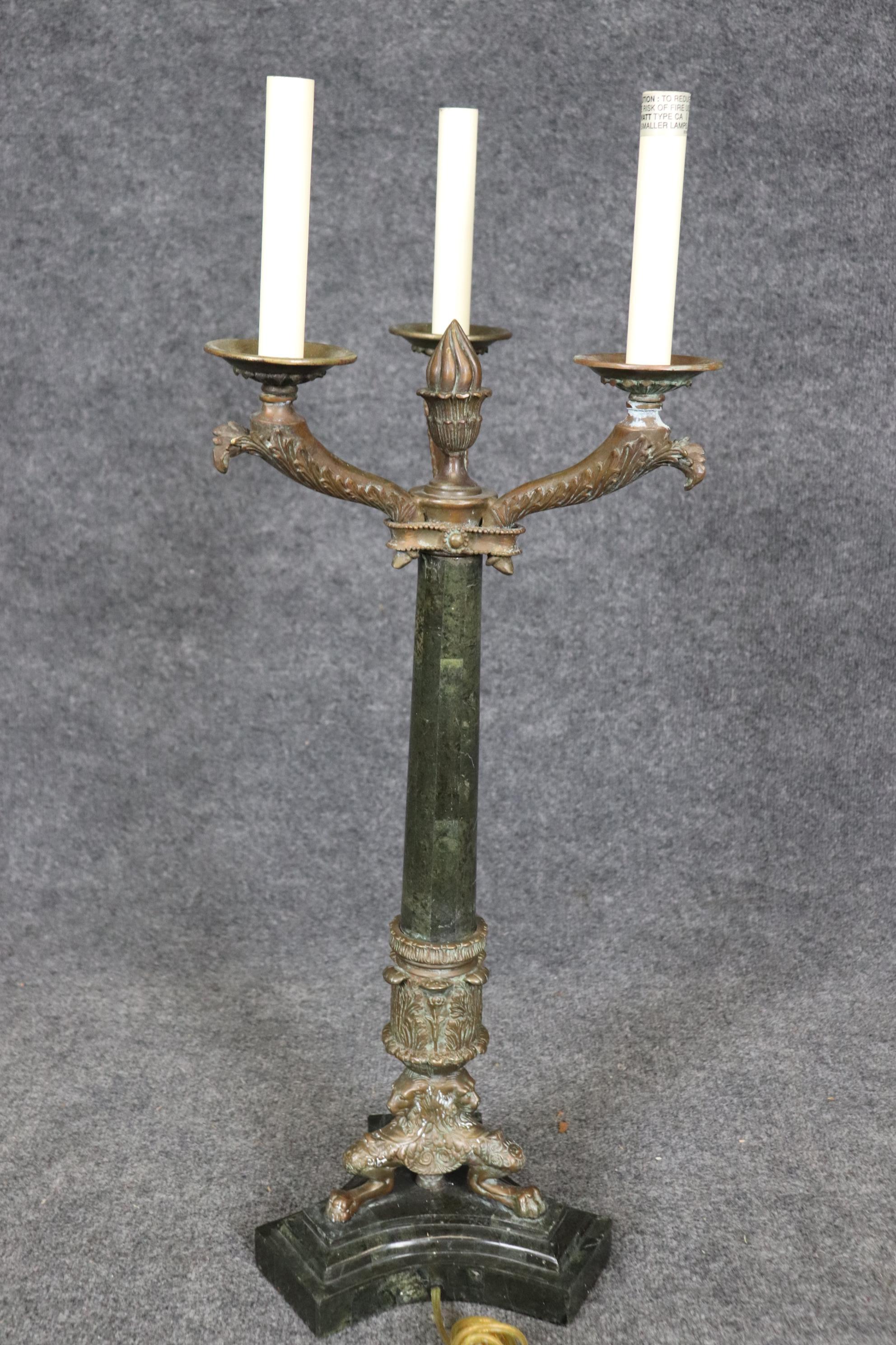 Thai Maitland Smith French Empire Style Solid Bronze Table Lamp For Sale