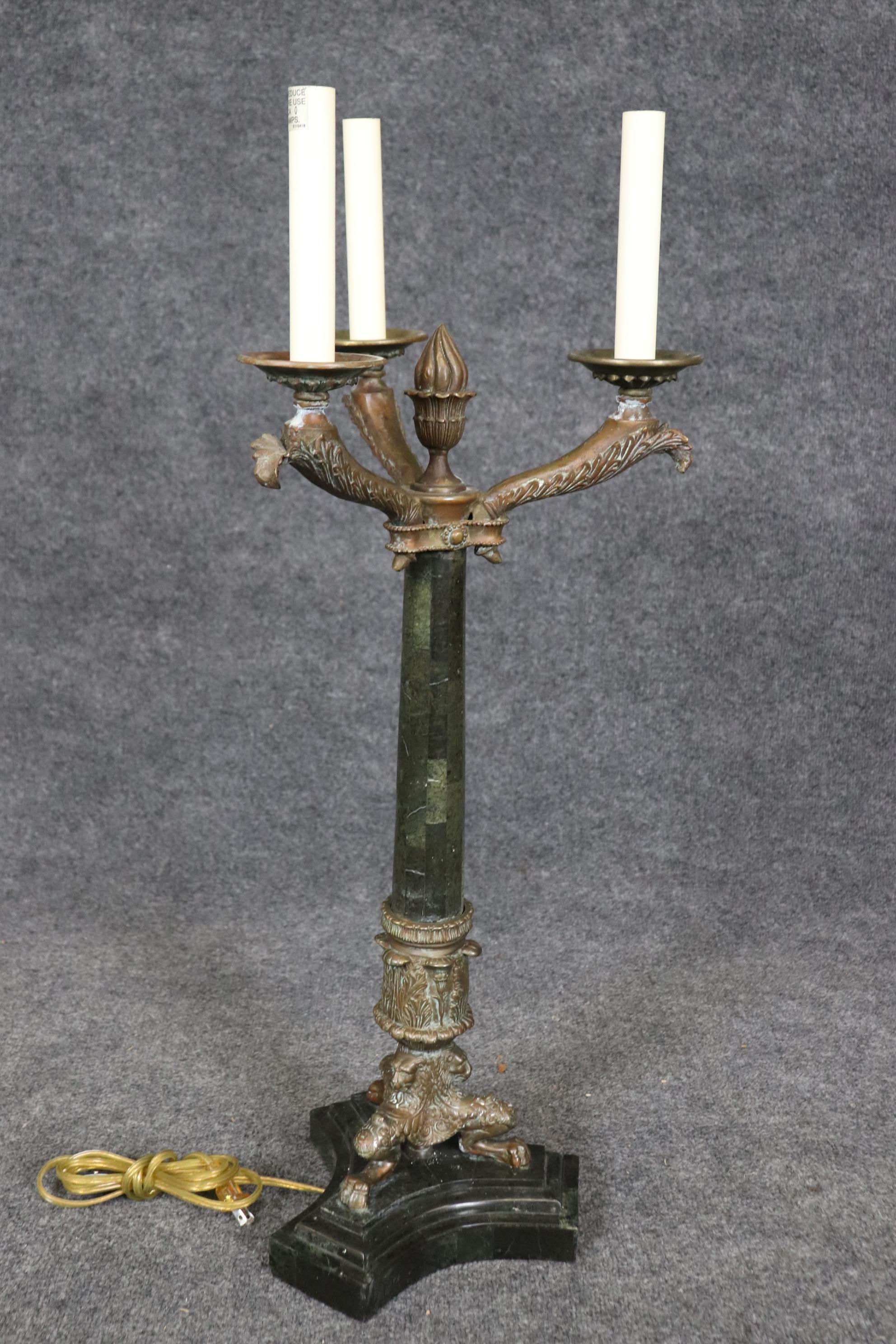 Maitland Smith French Empire Style Solid Bronze Table Lamp In Good Condition For Sale In Swedesboro, NJ