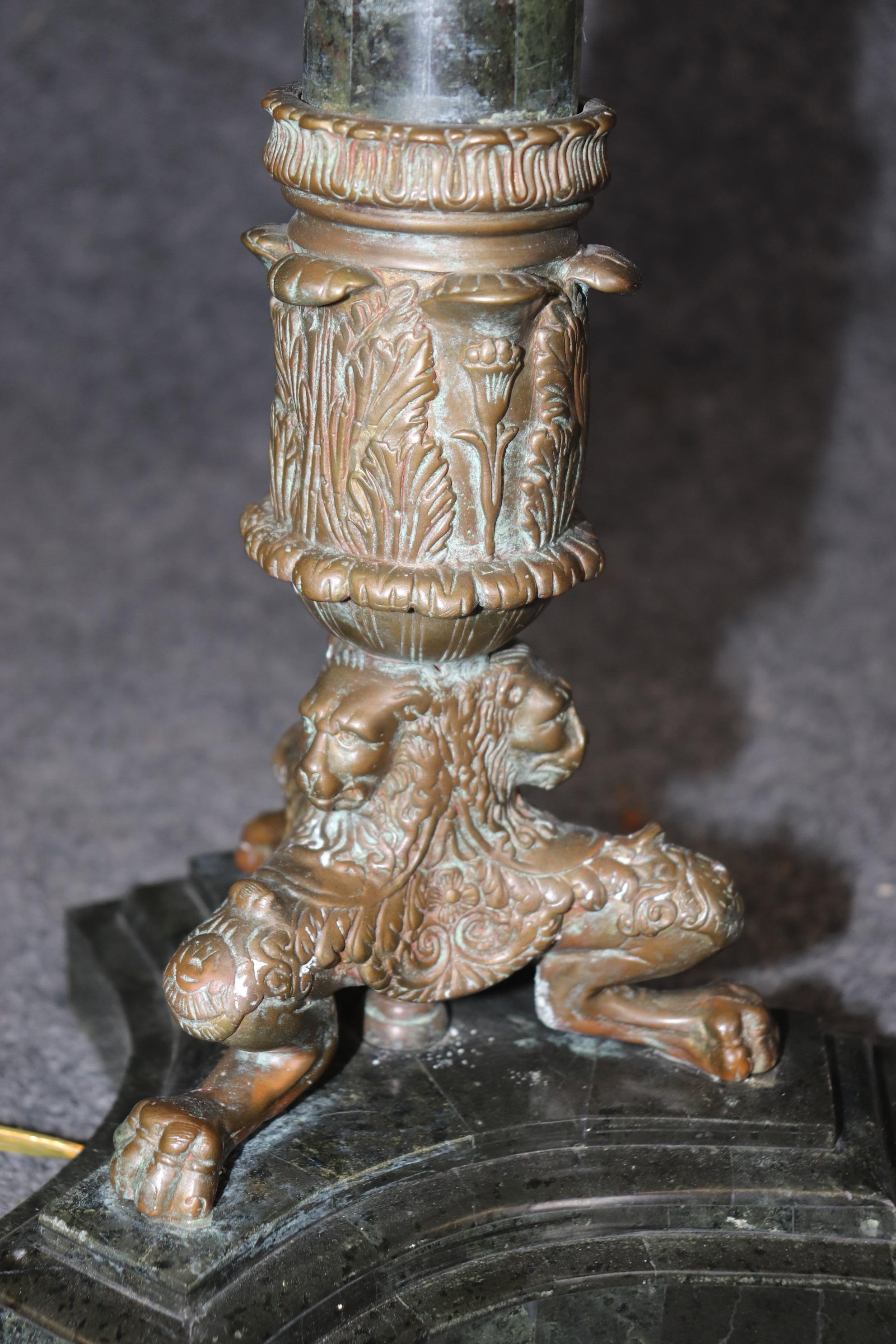 Late 20th Century Maitland Smith French Empire Style Solid Bronze Table Lamp For Sale