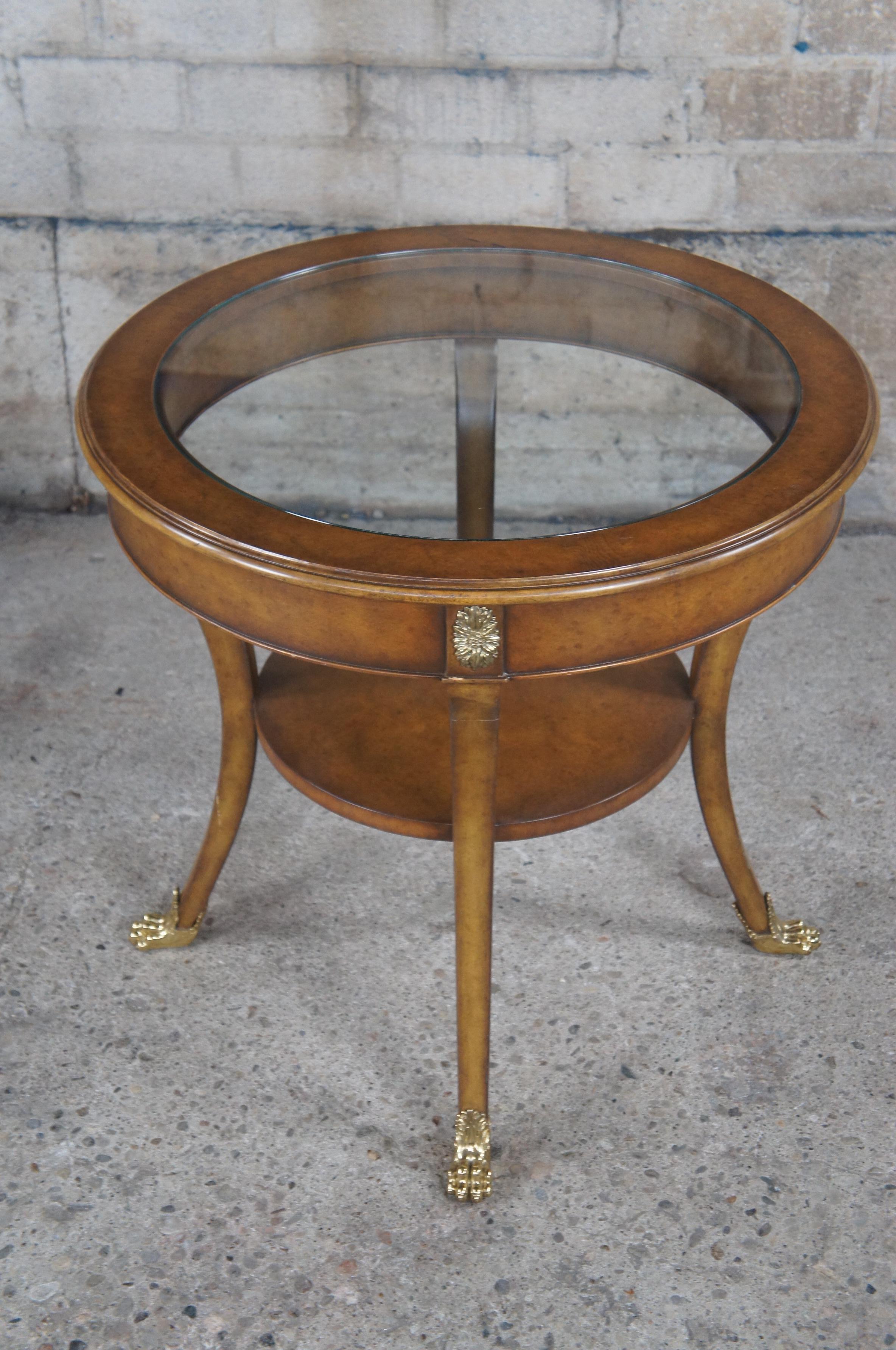 Maitland Smith French Empire Walnut Burl & Glass Claw Foot Gueridon Side Table 6