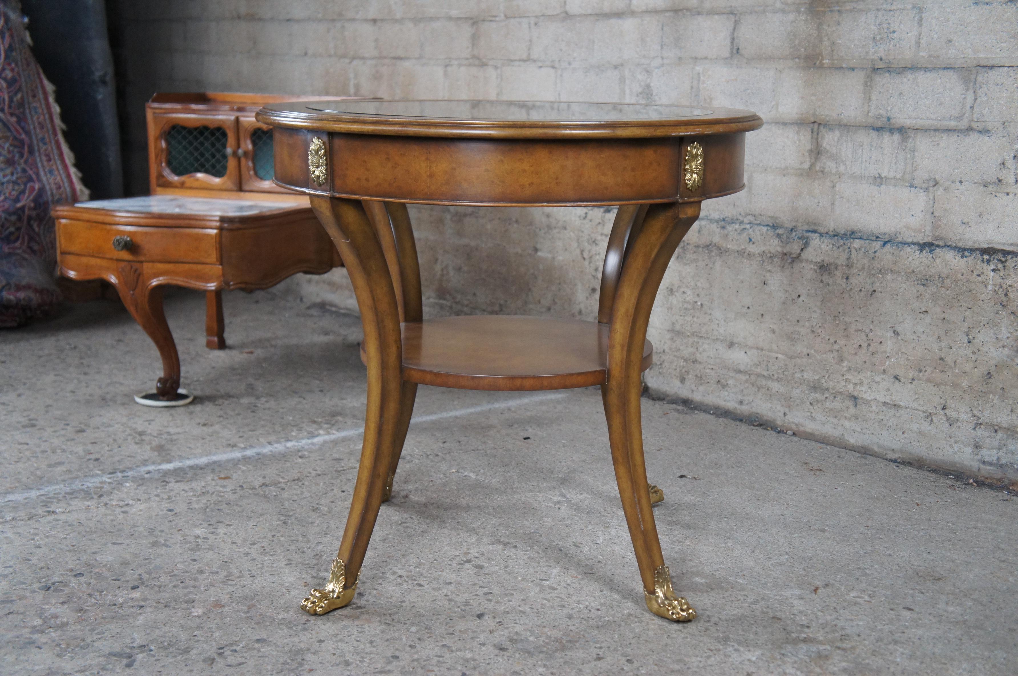 Maitland Smith French Empire Walnut Burl & Glass Claw Foot Gueridon Side Table 7