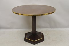 Maitland Smith French Empire Zebra Wood Bronze Band Round Pedestal Base Table