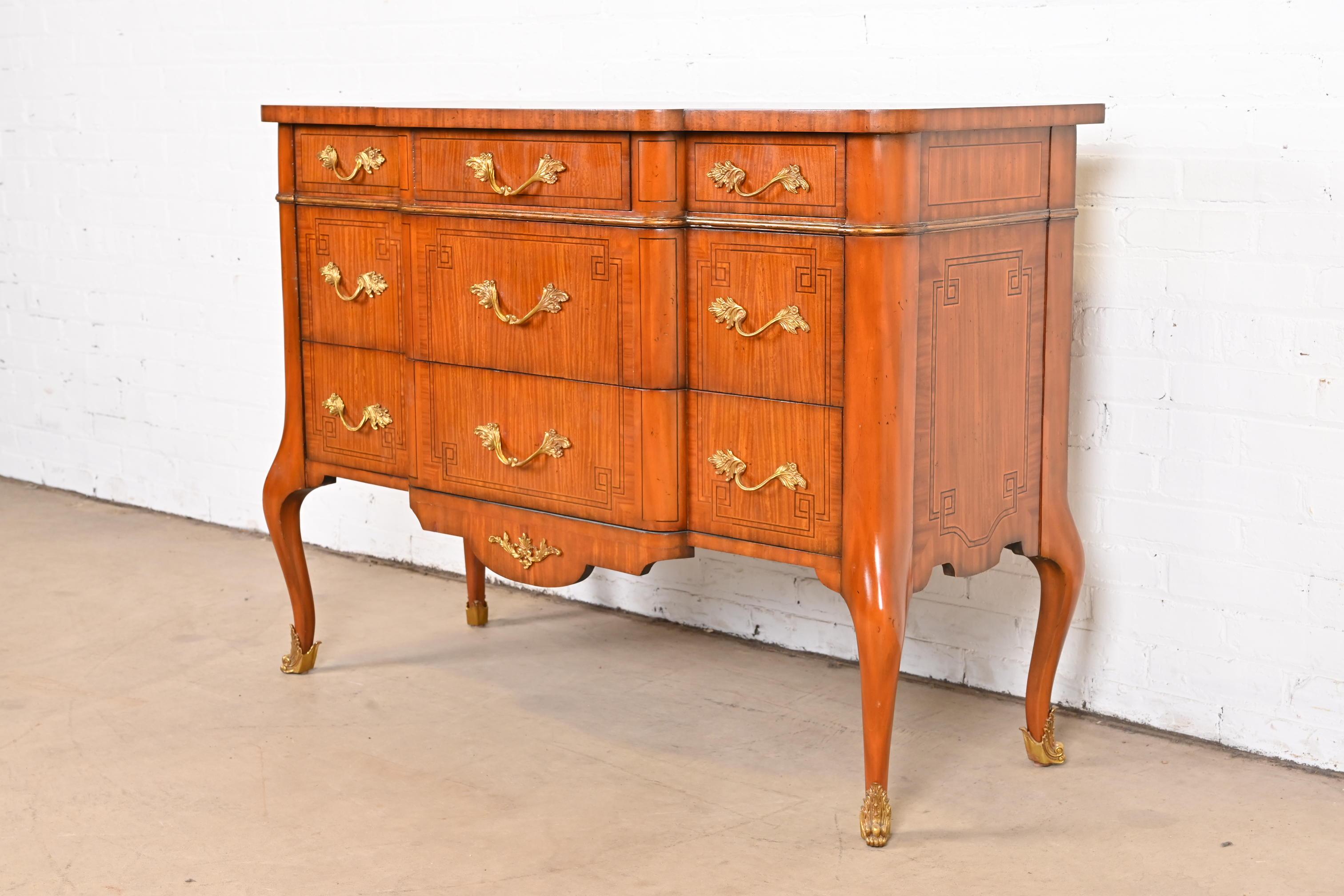 Maitland-Smith French Louis XV Banded Satinwood Dresser In Good Condition In South Bend, IN