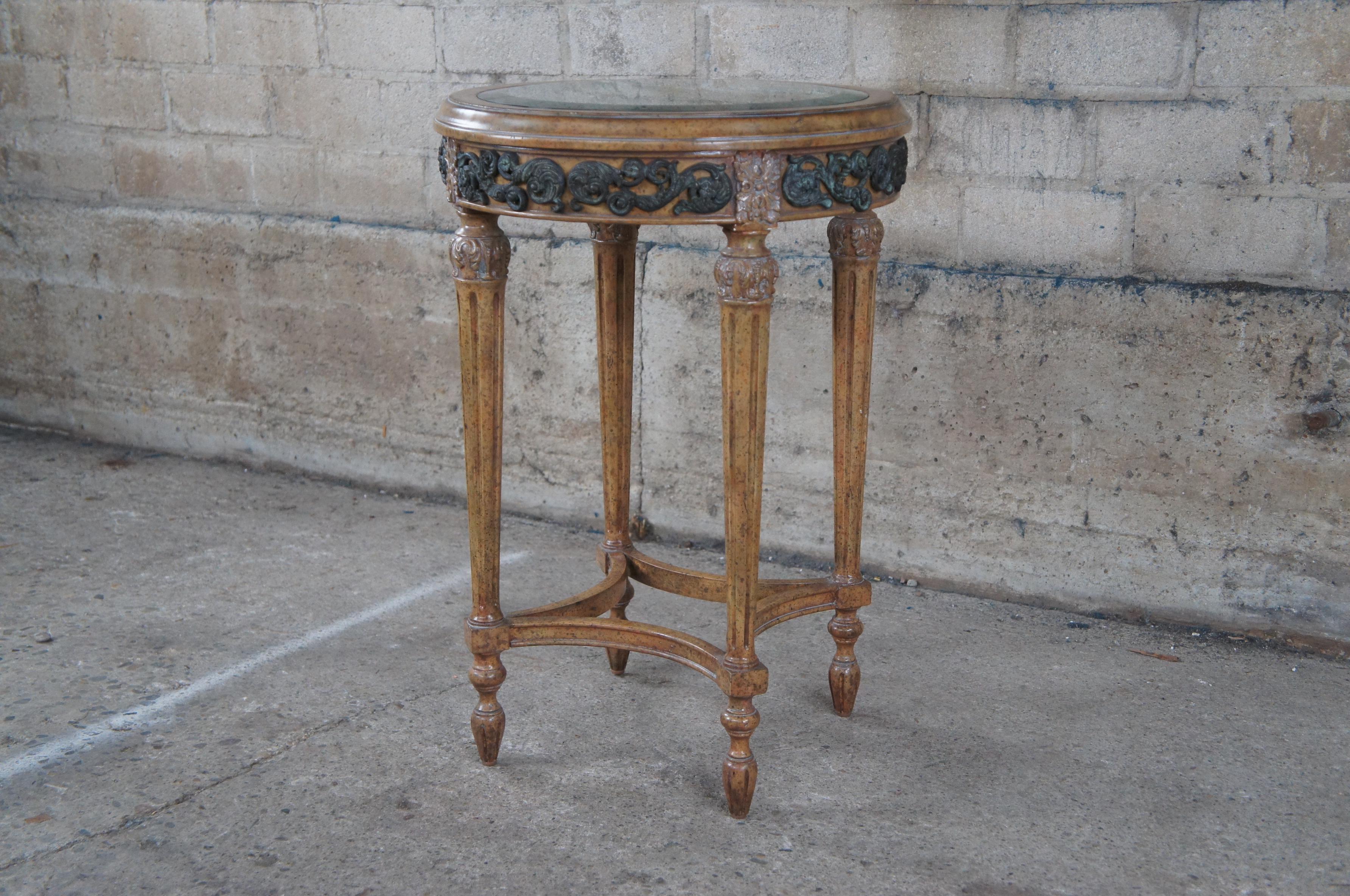 Maitland Smith French Louis XVI Walnut Glass Gueridon Pedestal Table Plant Stand For Sale 7