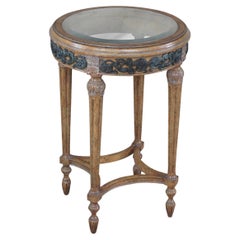 Maitland Smith Mesa francesa Luis XVI con pedestal de cristal y nogal Gueridón Soporte para plantas