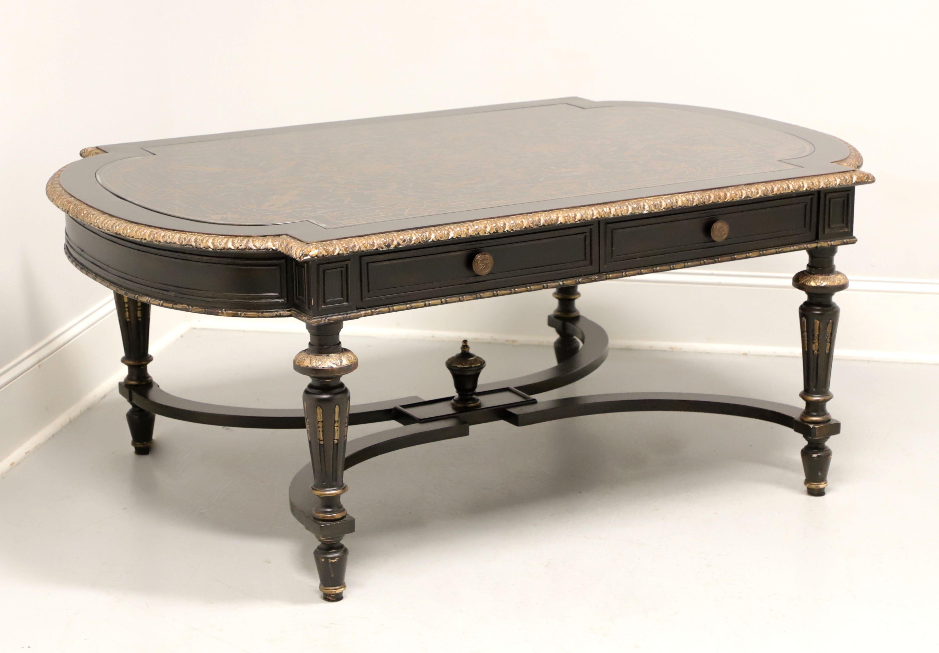 MAITLAND SMITH French Napoleon III Ebonized Reverse Painted Coffee Table For Sale 6