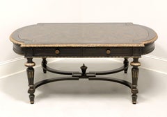 MAITLAND SMITH French Napoleon III Ebonized Reverse Painted Coffee Table