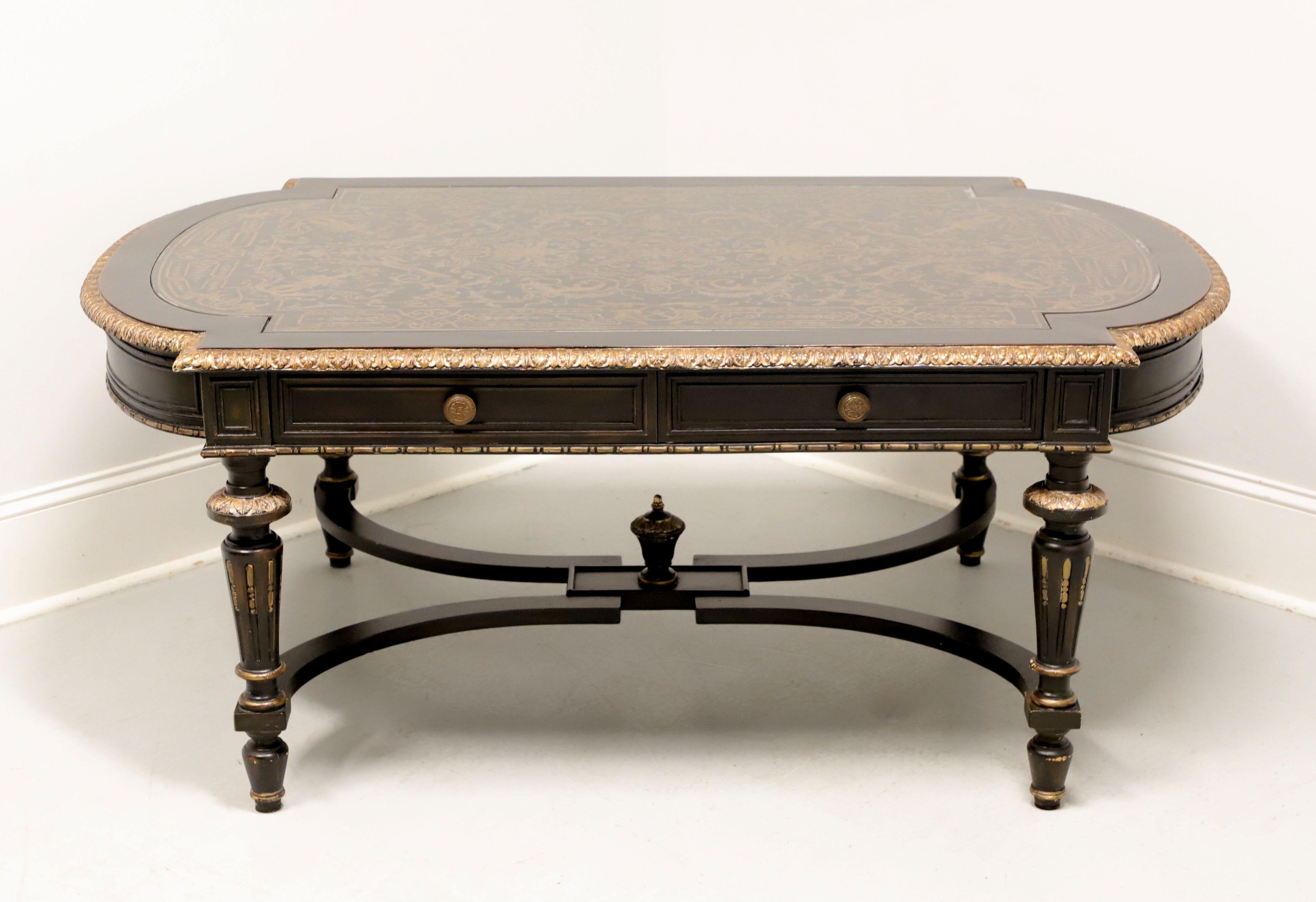 Philippine MAITLAND SMITH French Napoleon III Ebonized Reverse Painted Coffee Table For Sale