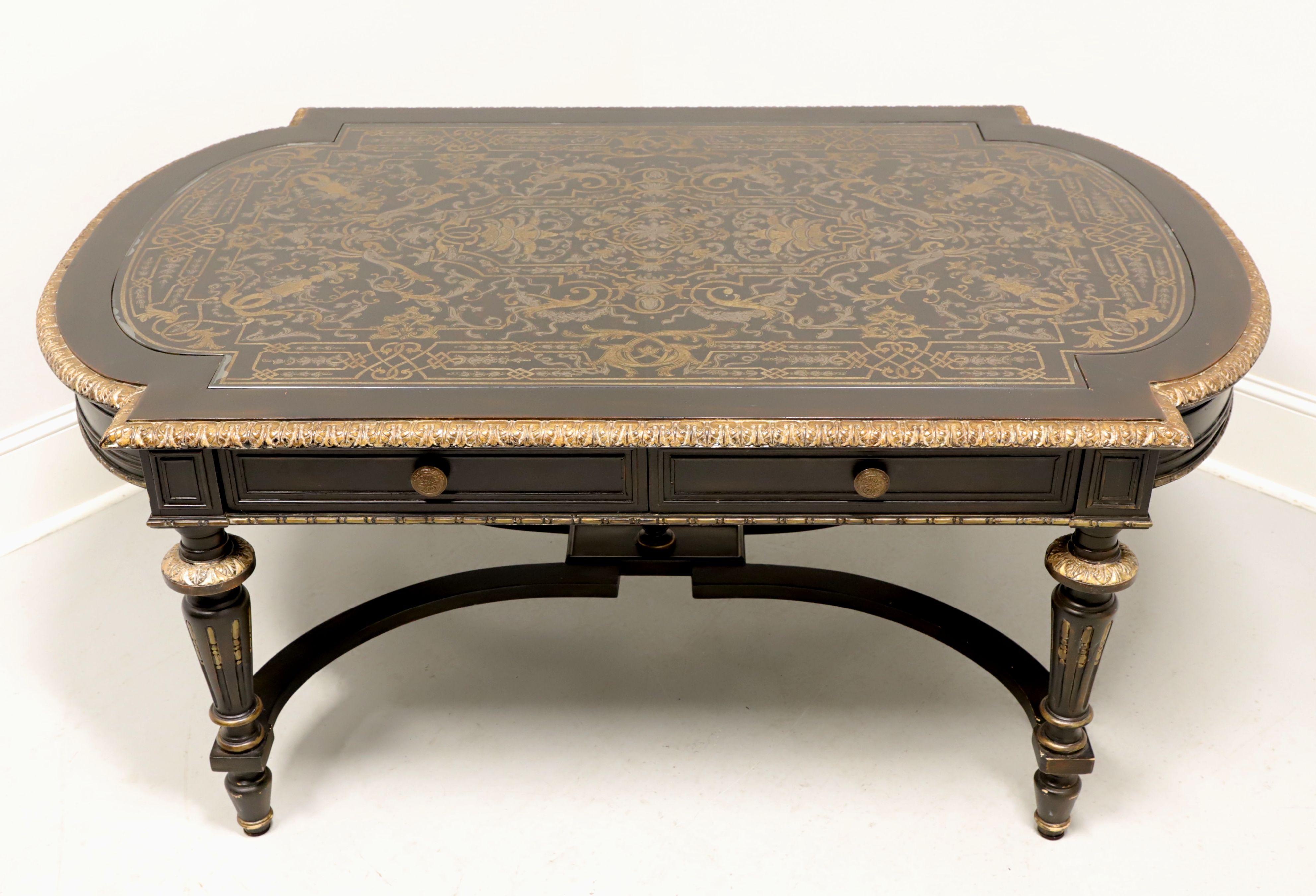 MAITLAND SMITH French Napoleon III Ebonized Reverse Painted Coffee Table In Good Condition For Sale In Charlotte, NC