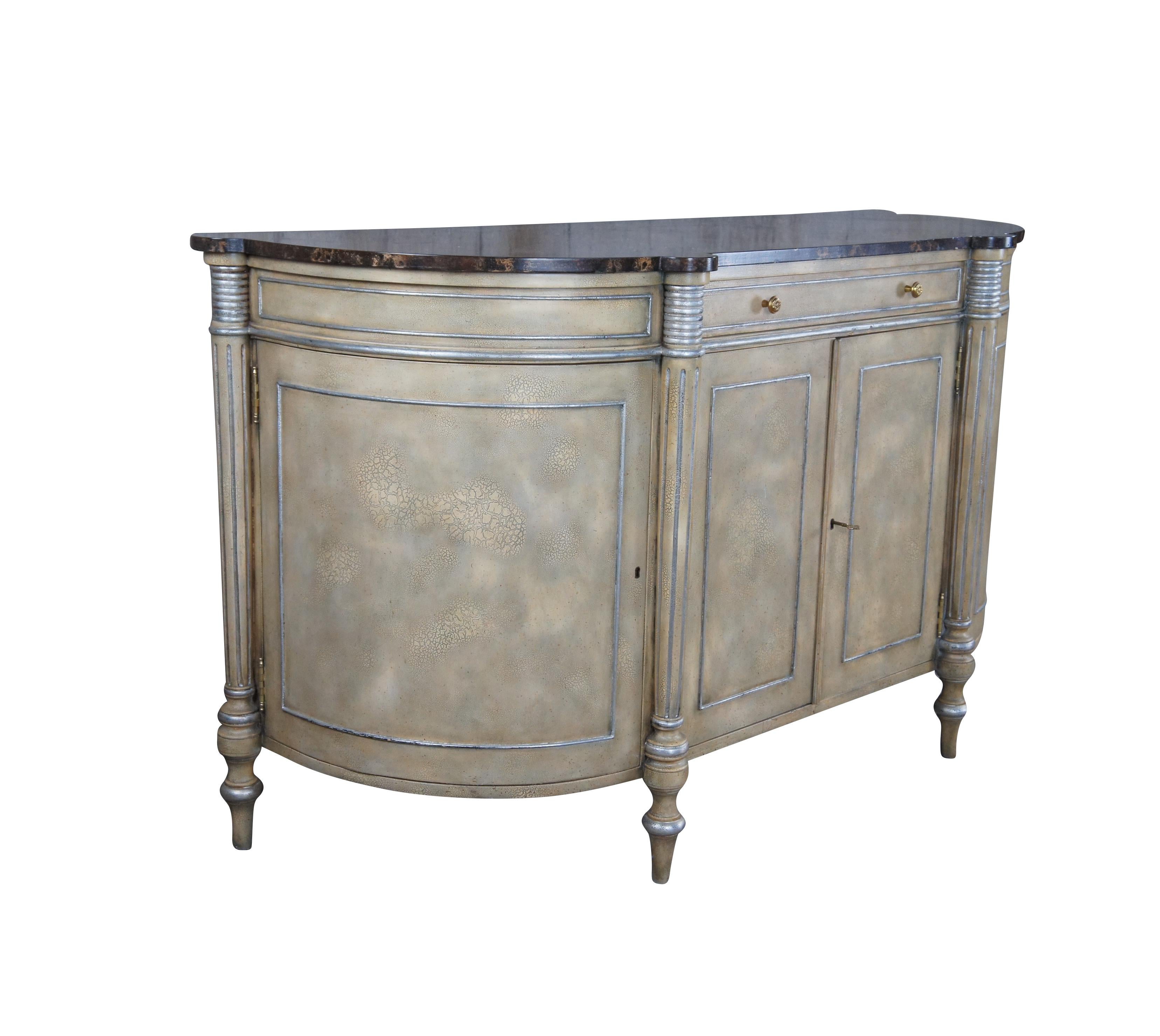 Maitland Smith French Neoclassical Faux Marble Demilune Buffet Server Sideboard In Good Condition In Dayton, OH