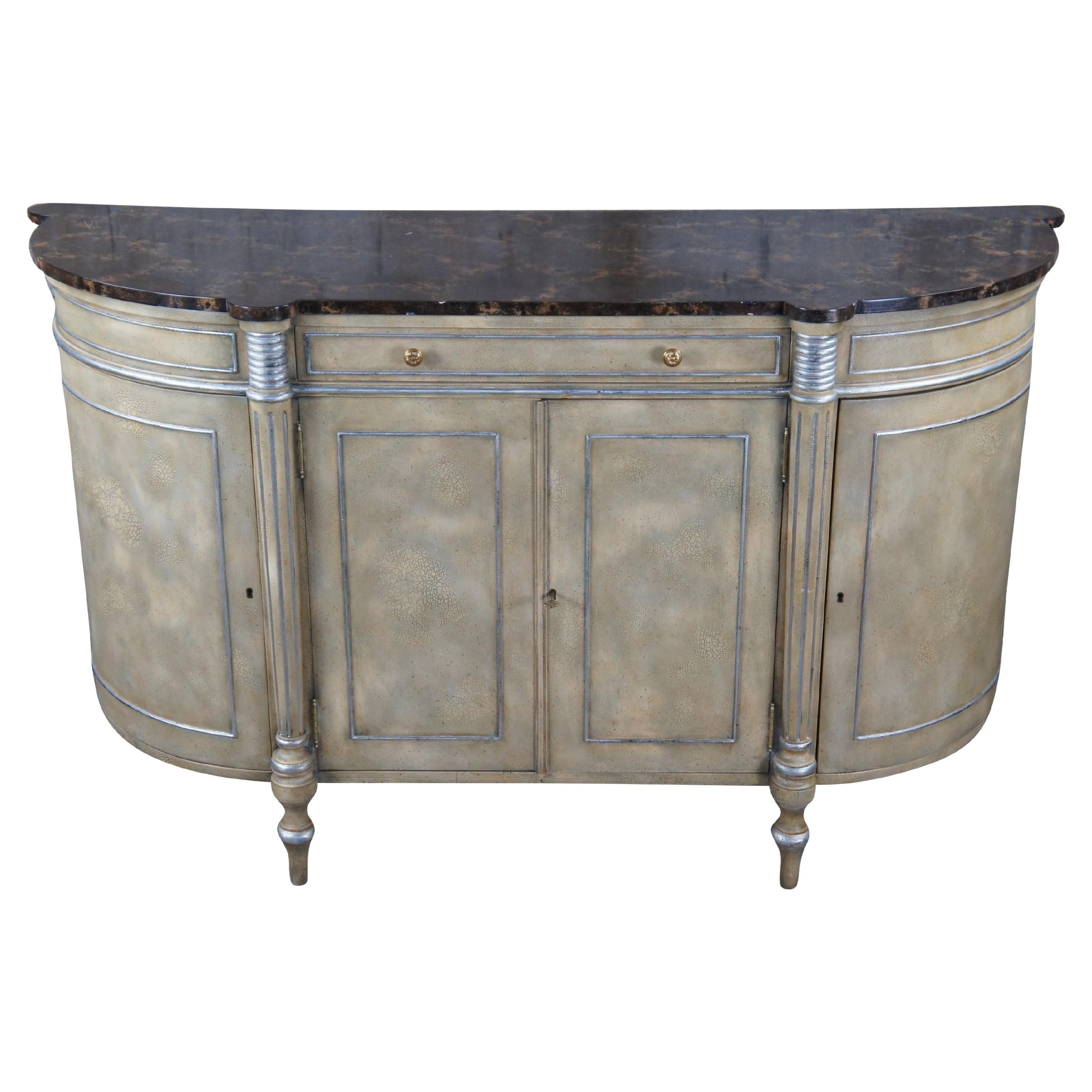 Maitland Smith French Neoclassical Faux Marble Demilune Buffet Server Sideboard